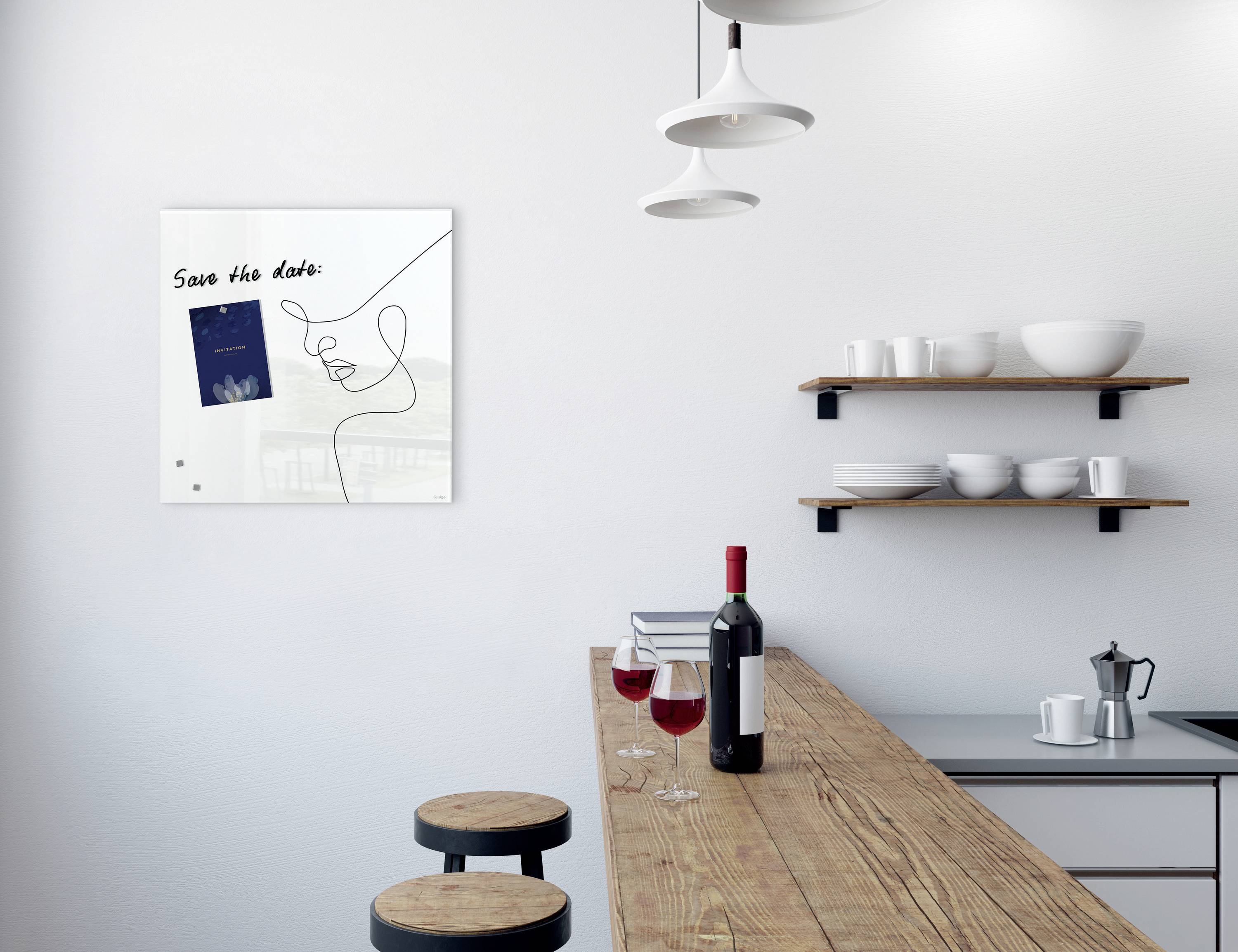 Sigel Glas-Magnetboard Design Line Art (B x H) 480 mm x 480 mm Schwarz GL295