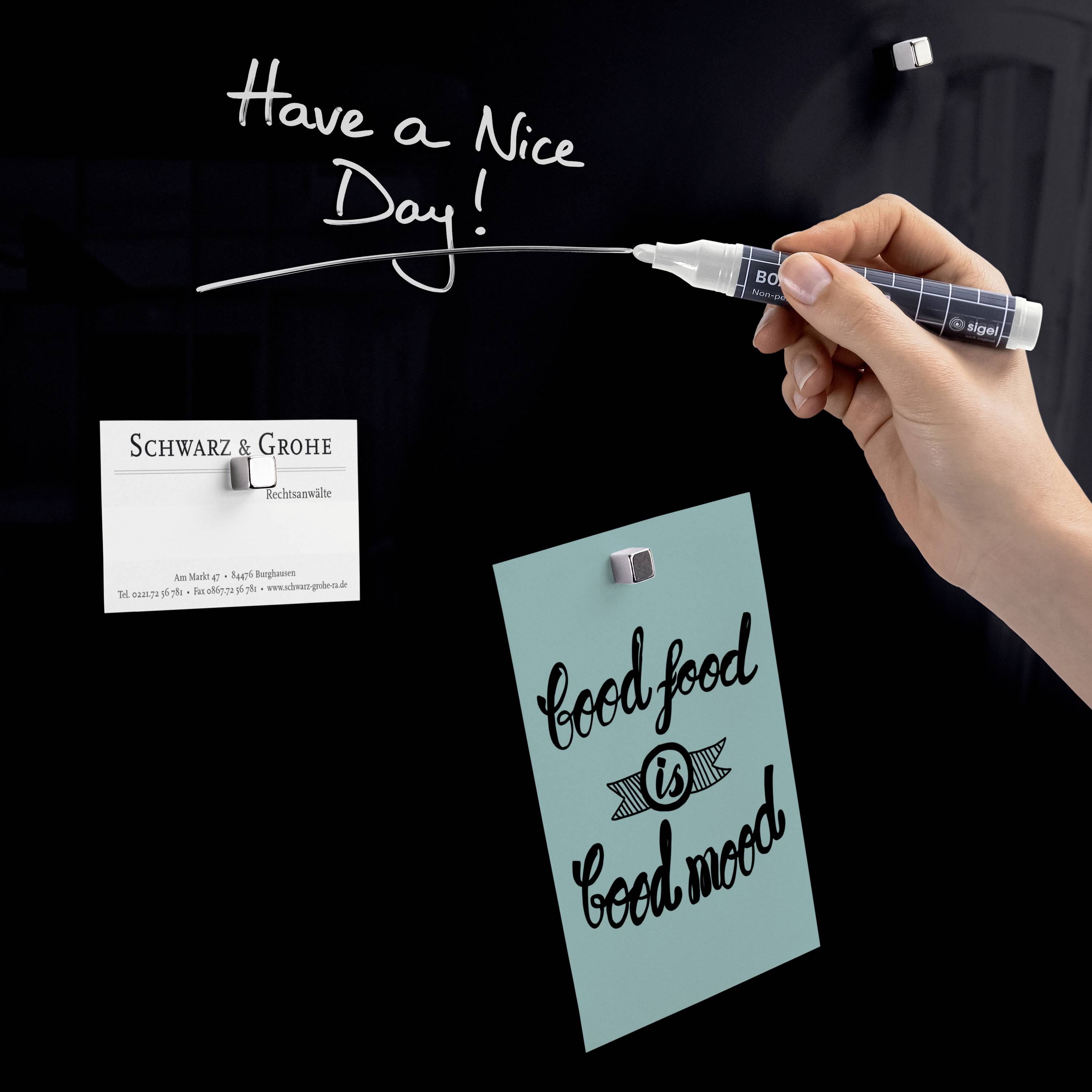 Sigel Glas-Magnetboard Design Cocktail (B x H) 400 mm x 600 mm Schwarz, Weiß GL296