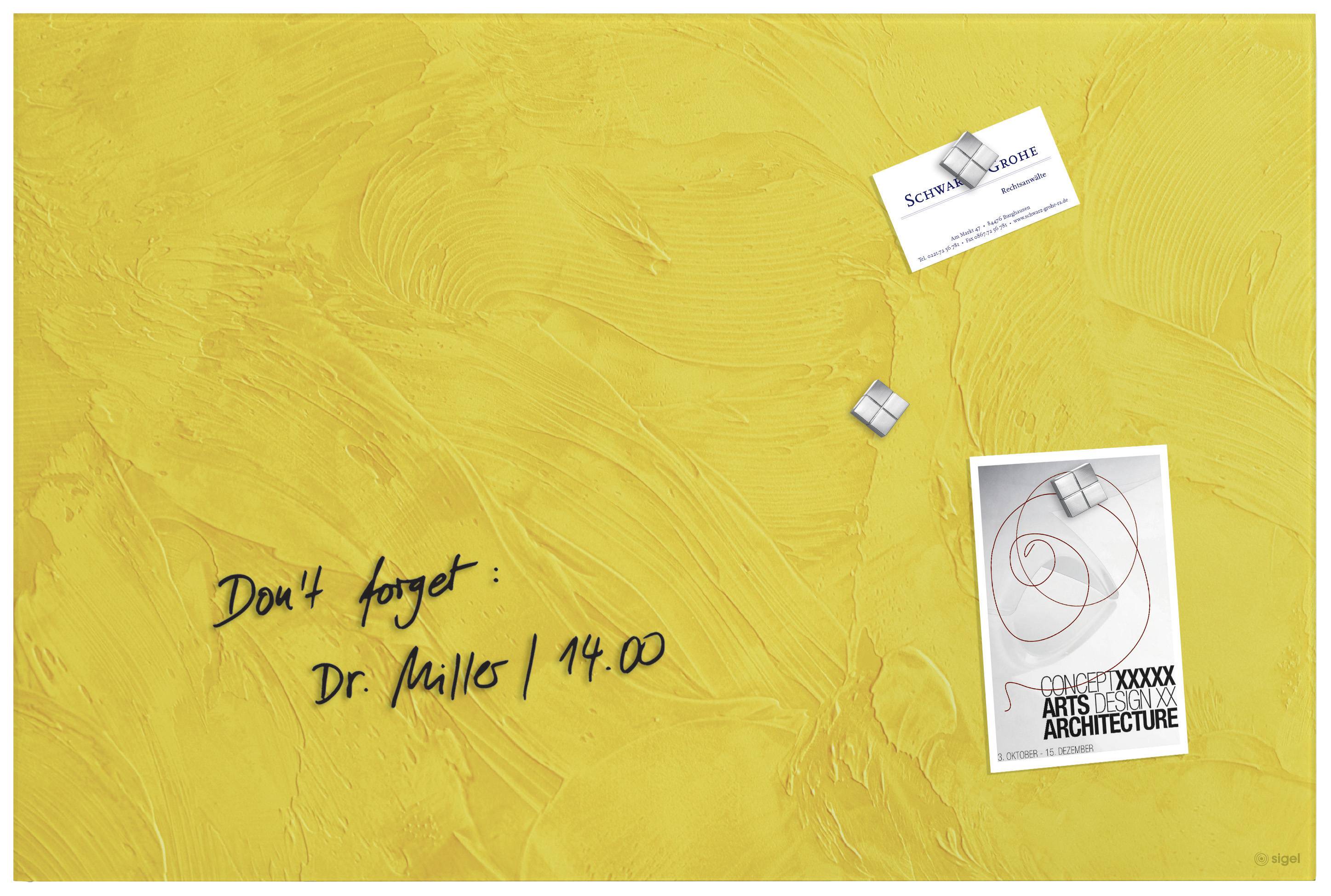 Sigel Glas-Magnetboard Design Yellow Structure matt (B x H) 600 mm x 400 mm Gelb GL393