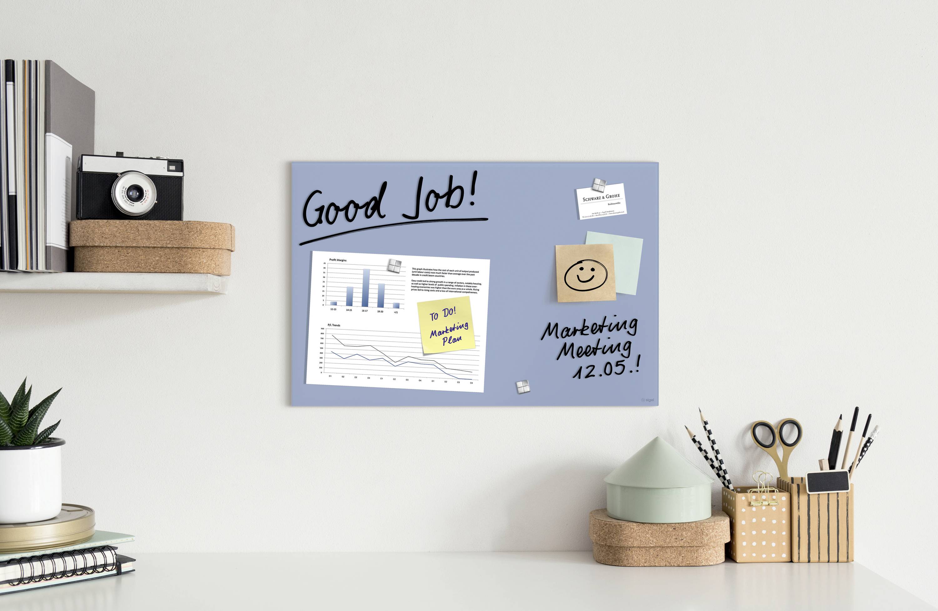 Sigel Glas-Magnetboard Artverum (B x H) 600 mm x 400 mm Pastell-Blau GL513