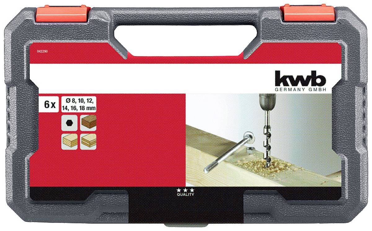 Kwb 42290 Schlangenbohrer-Set 8 mm, 10 mm, 12 mm, 14 mm, 16 mm, 18mm Gesamtlänge 230mm 6St.