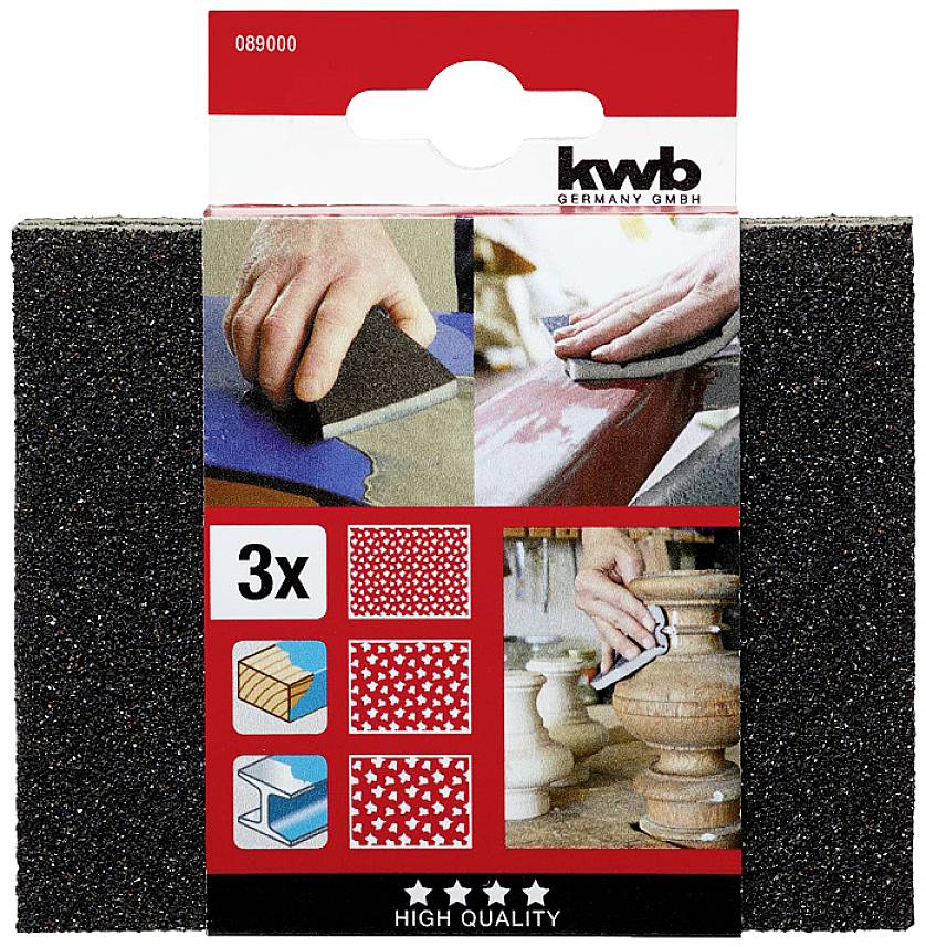 Kwb 89000 Schleifschwamm-Set 3-tlg. S mit feiner, für Holz und Metall 3St.