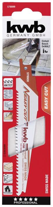 Kwb 578800 Säbelsägeblatt mit Easy-Cut Schaft, verwendbar für alle Bau-Materialien Sägeblatt-Länge 150mm 1St.