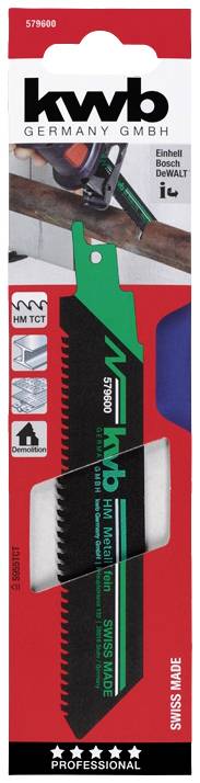 Kwb 579600 Säbelsägeblatt für hochfeste Stähle 4-12mm Stärke Sägeblatt-Länge 152mm 1St.