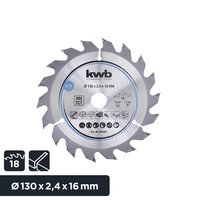Kwb 581857 Hartmetall Kreissägeblatt 130 x 16mm 1St. Kwb 581857 Hartmetall Kreissägeblatt 130 x 16mm 1St.