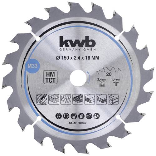 Kwb 583357 Hartmetall Kreissägeblatt 150 x 16 mm 1 St.