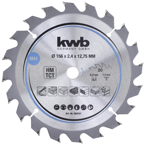 Kwb 584157 Hartmetall Kreissägeblatt 156 x 12.75mm 1St. Kwb 584157 Hartmetall Kreissägeblatt 156 x 12.75mm 1St.