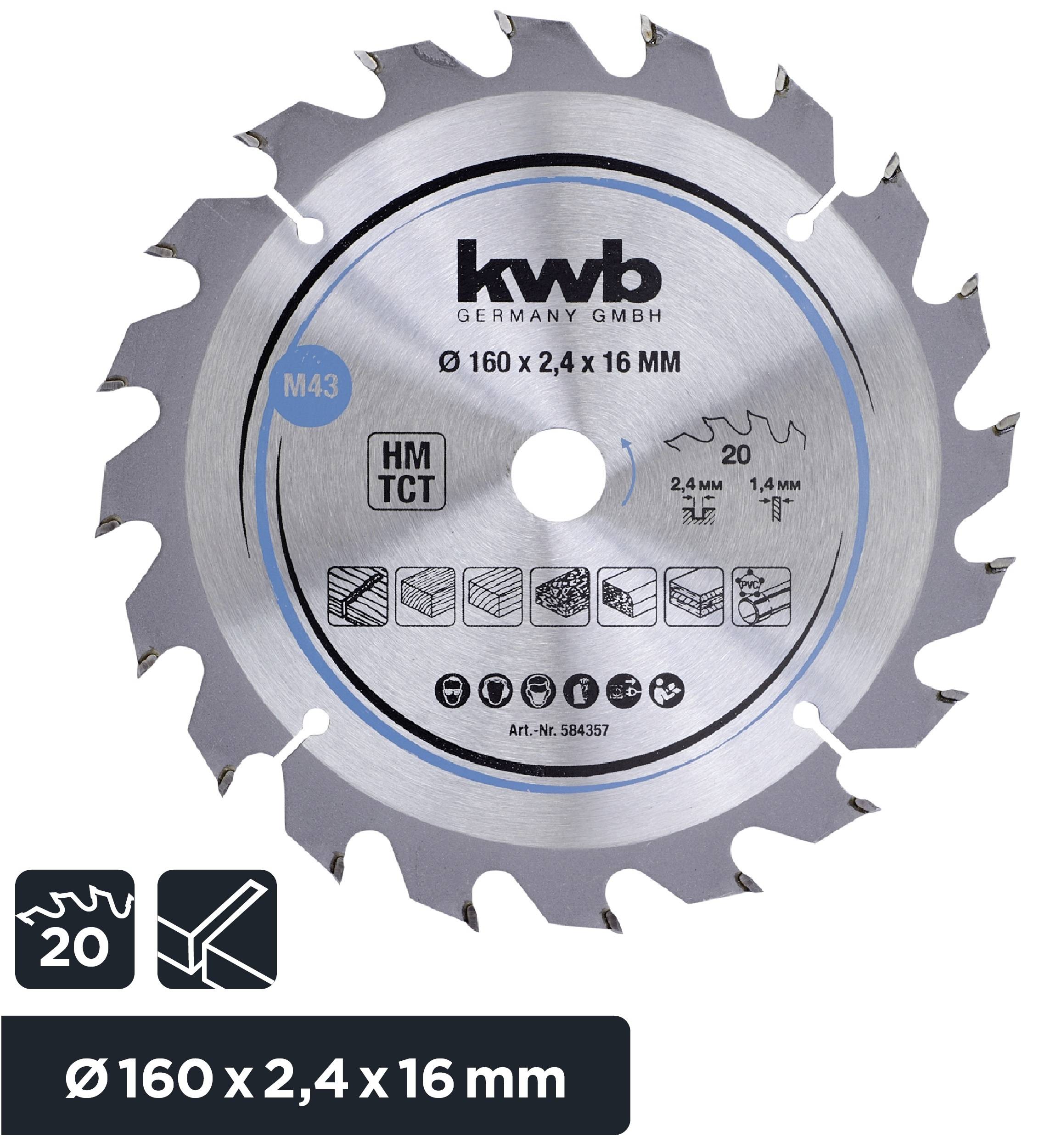 Kwb 584357 Hartmetall Kreissägeblatt 160 x 16mm 1St.