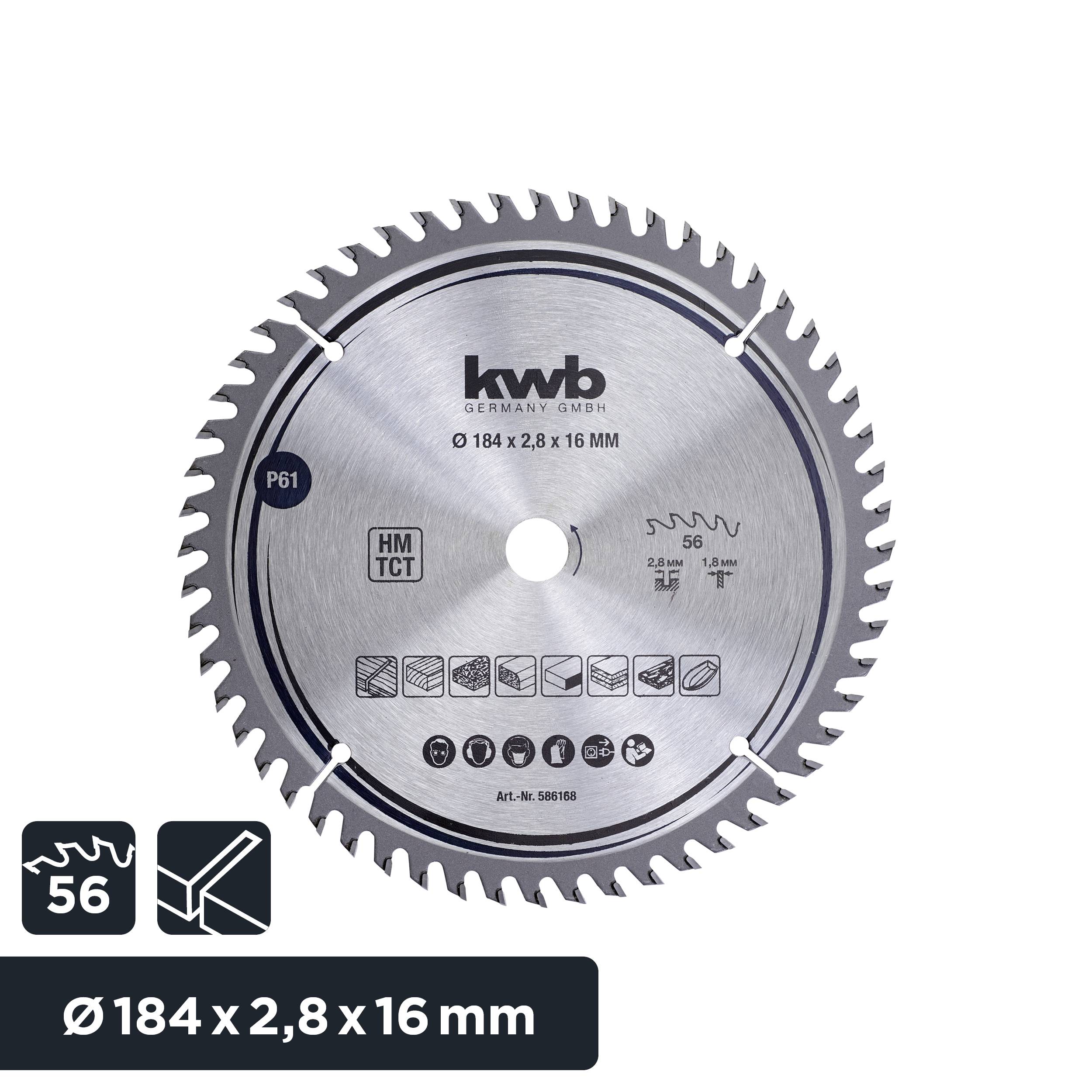 Kwb 586168 Hartmetall Kreissägeblatt 184 x 16mm 1St.