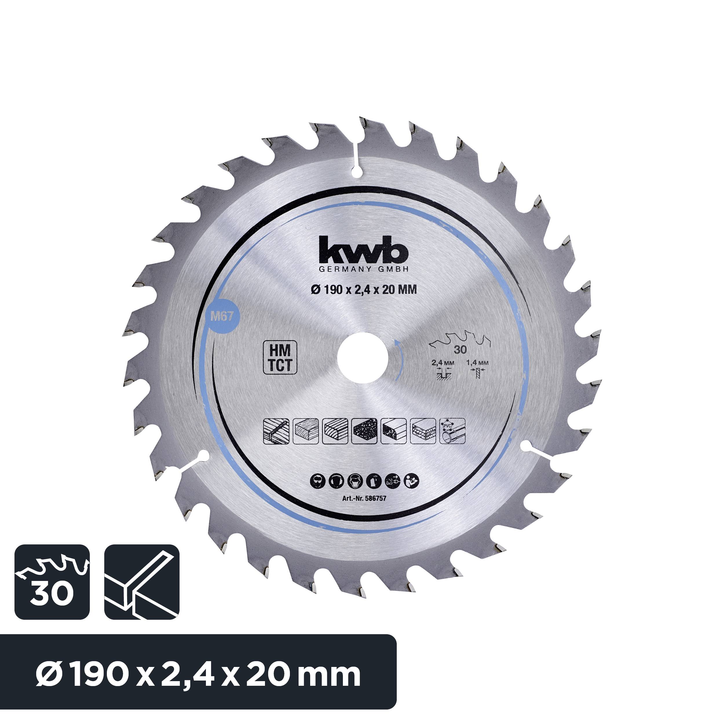 Kwb 586757 Hartmetall Kreissägeblatt 190 x 20mm 1St.