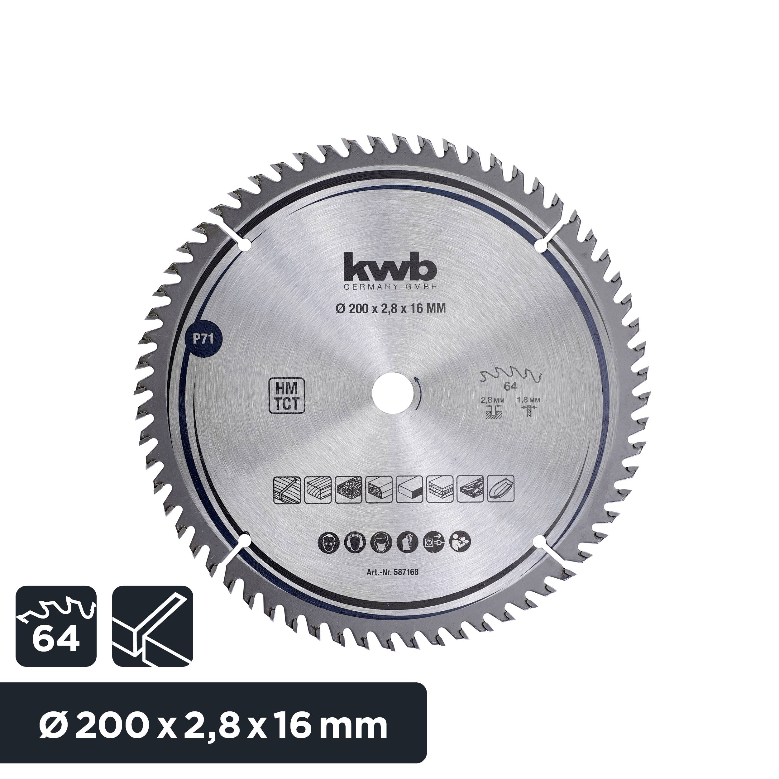 Kwb 587168 Hartmetall Kreissägeblatt 200 x 16mm 1St.