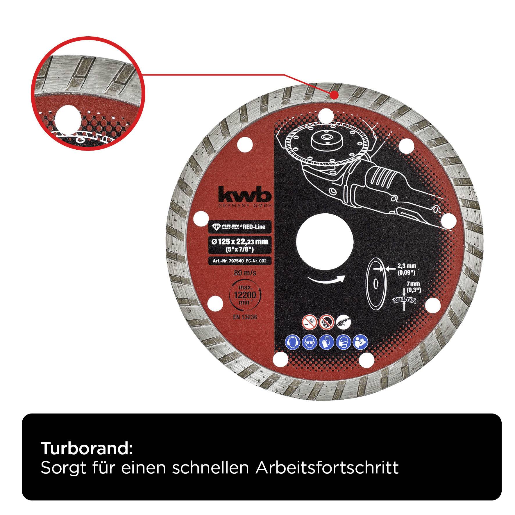 Kwb 797540 Diamanttrennscheibe Durchmesser 125mm Bohrungs-Ø 22mm Marmor, Keramik, Fliesen 1St.