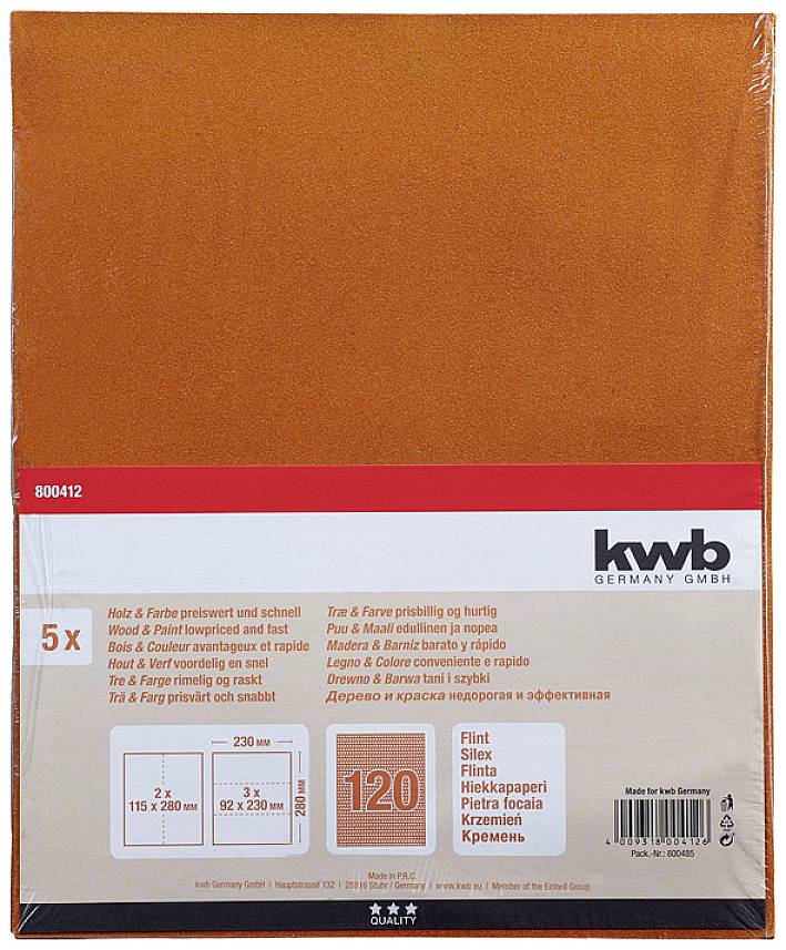 Kwb 800412 Schleifpapier Körnung (num) 120 (L x B) 280mm x 230mm 5St.