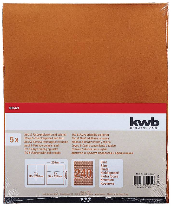 Kwb 800424 Schleifpapier Körnung (num) 240 (L x B) 280mm x 230mm 5St.