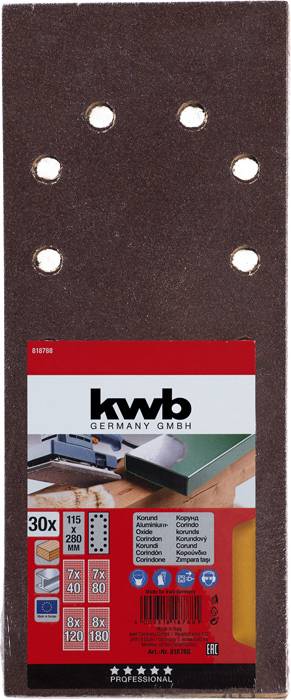 Kwb 818788 Schleifpapier Körnung (num) 60, 80, 120, 180 (L x B) 280mm x 115mm 30St.