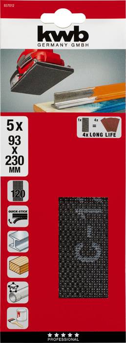 Kwb 857012 Schleifpapier Körnung (num) 120 (L x B) 230mm x 93mm 5St.