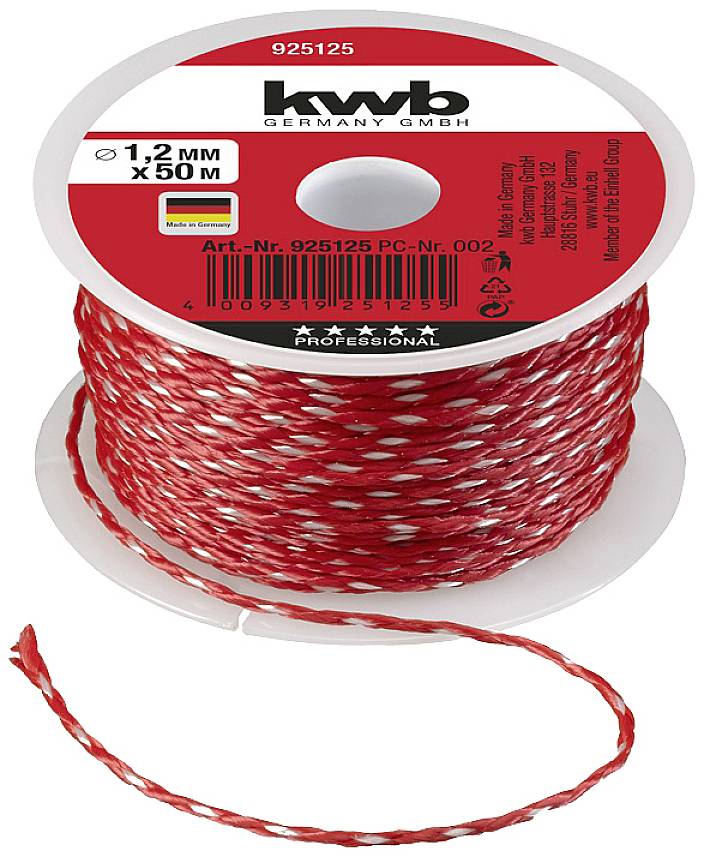 Kwb 925125 Maurerschnur 1,2mm Rot 50m