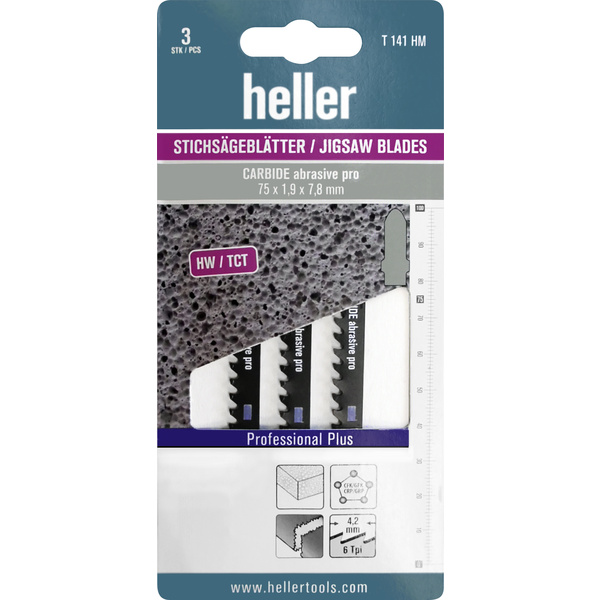 Heller 31058 Stichsägeblat CARBIDE 3x 1,9 x 7,8 6 Tpi (4,2 mm) 3St.