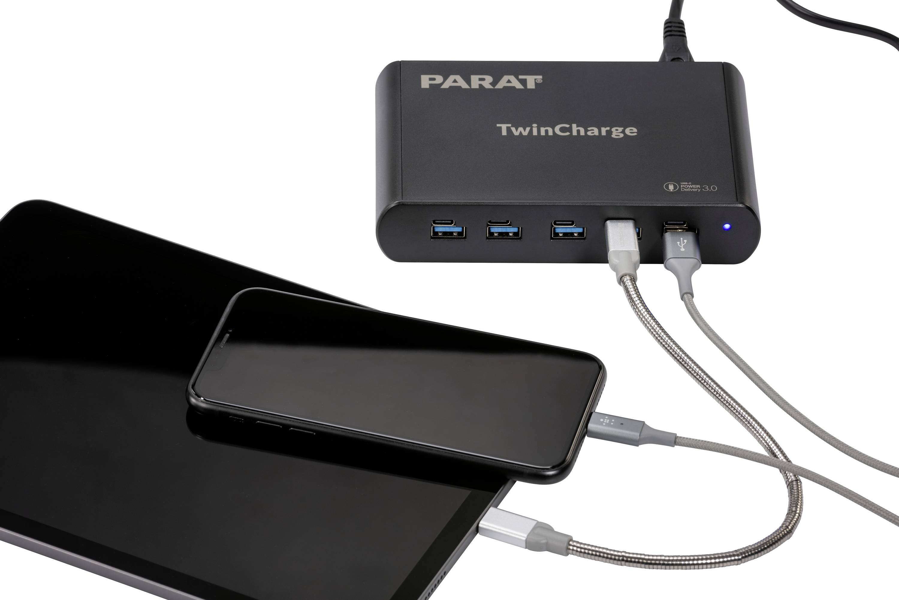 PARAT PARAPROJECT TC5 - Netzteil - 2.8 A - PD - 10 Ausgabeanschlussstellen (5 x USB-C, 5 x 9-poliger USB Typ A)