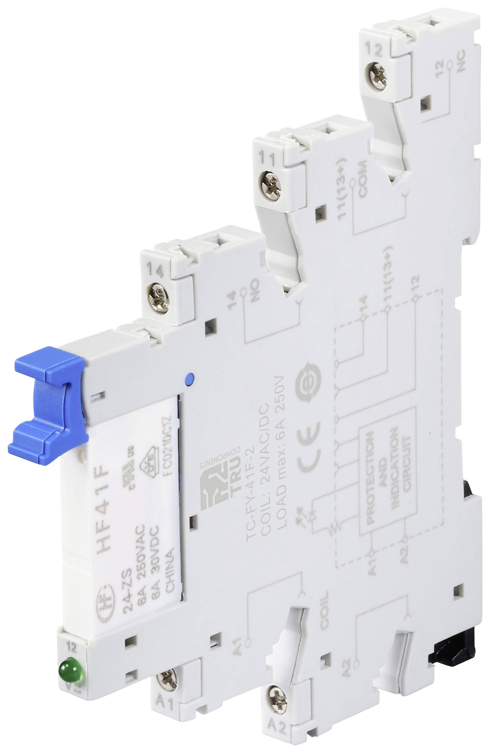 TRU COMPONENTS TC-FY-41F-2 24V Industrierelais Nennspannung: 24 V/AC, 24 V/DC Schaltstrom (max.): 6A 1 Öffner, 1 Schließer 1St.