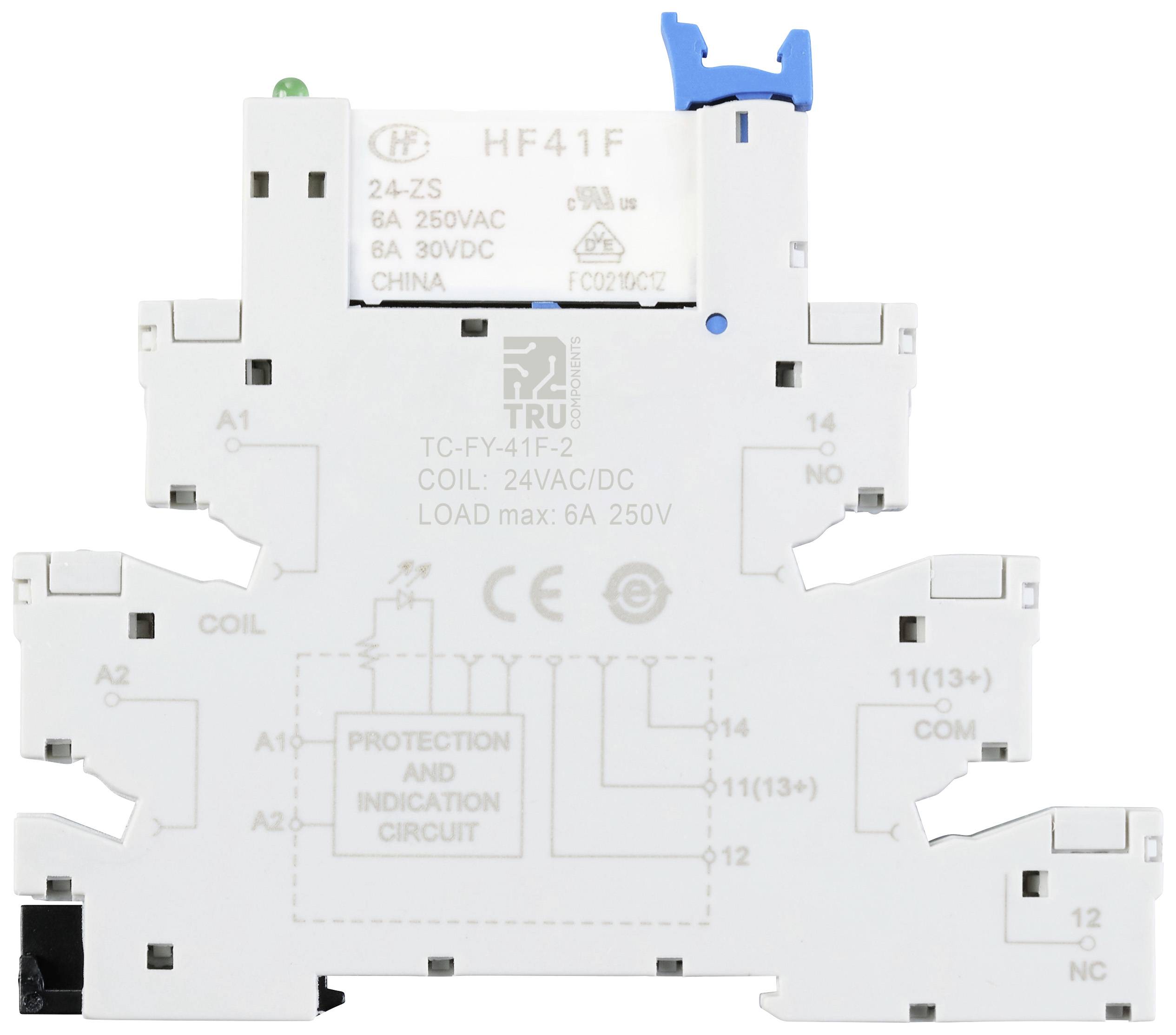 TRU COMPONENTS TC-FY-41F-2 24V Industrierelais Nennspannung: 24 V/AC, 24 V/DC Schaltstrom (max.): 6A 1 Öffner, 1 Schließer 1St.