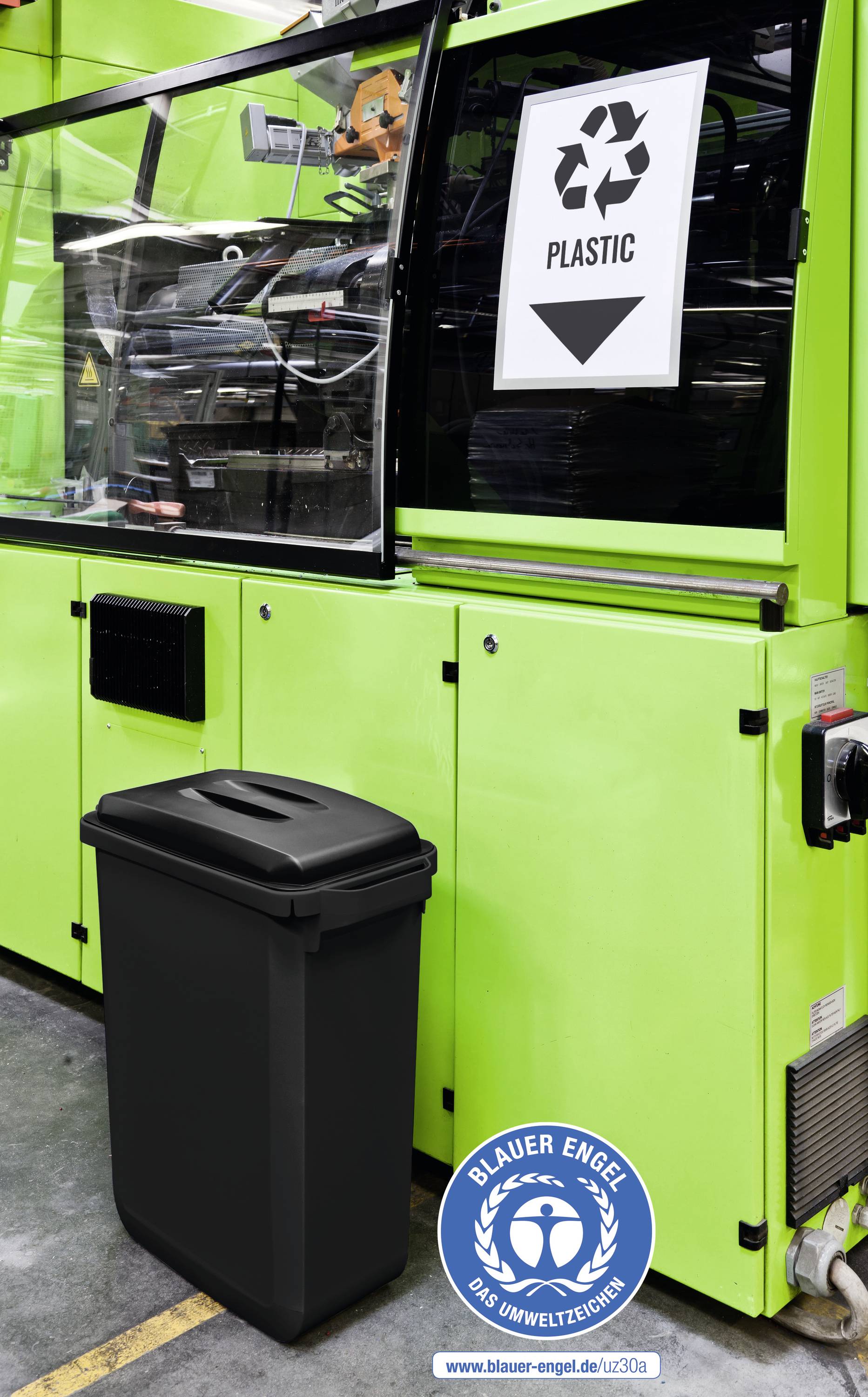 Durable DURABIN ECO 1800503221 Mülleimer 60l Kunststoff (B x H x T) 590 x 600 x 282mm Schwarz 1St.