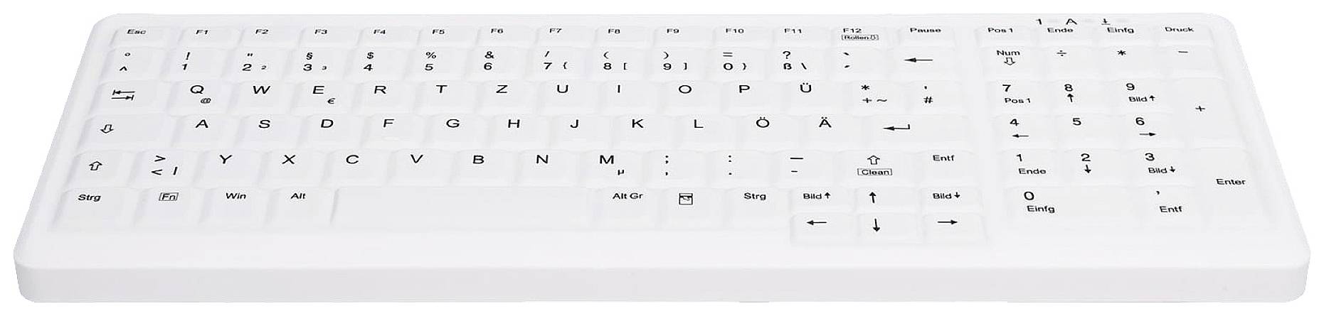 Active Key AK-C4110F-US-W/GE Kabelgebunden Hygiene-Tastatur Deutsch, QWERTZ Weiß