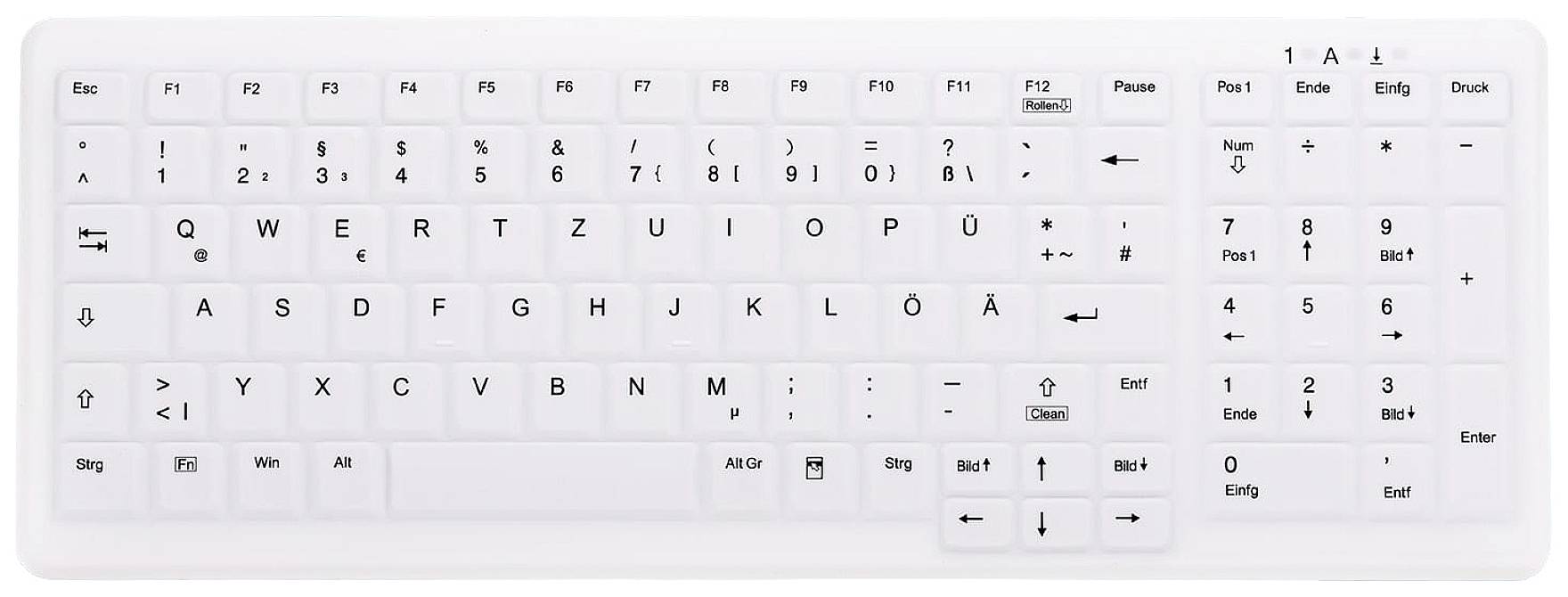 Active Key AK-C7000F-UVS-W/GE Kabelgebunden Hygiene-Tastatur Deutsch, QWERTZ Weiß Beleuchtet