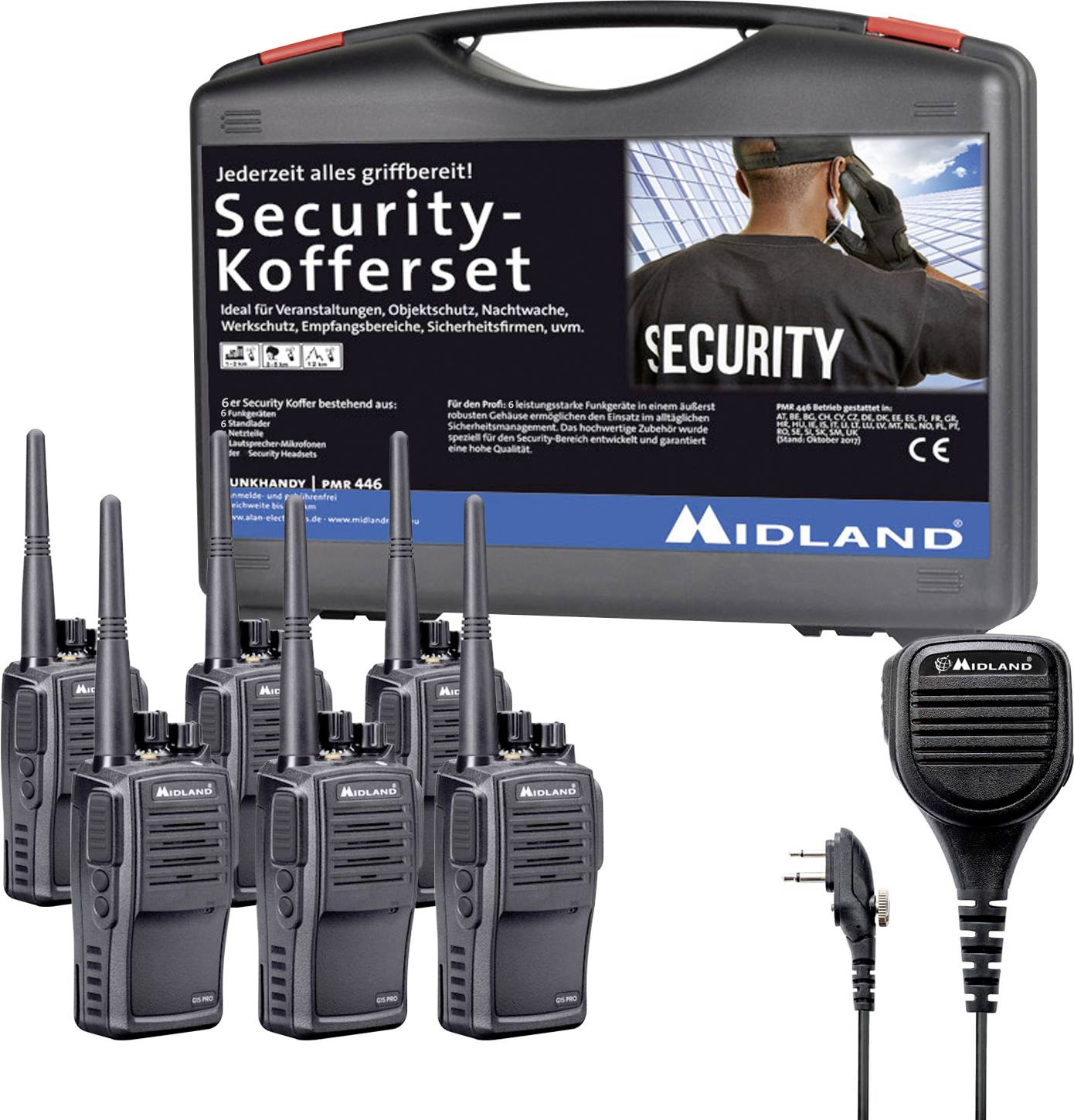 Midland G15 Pro NC PMR 6er Security inkl. MA 25-M C1127.S5 PMR-Handfunkgerät 6er Set