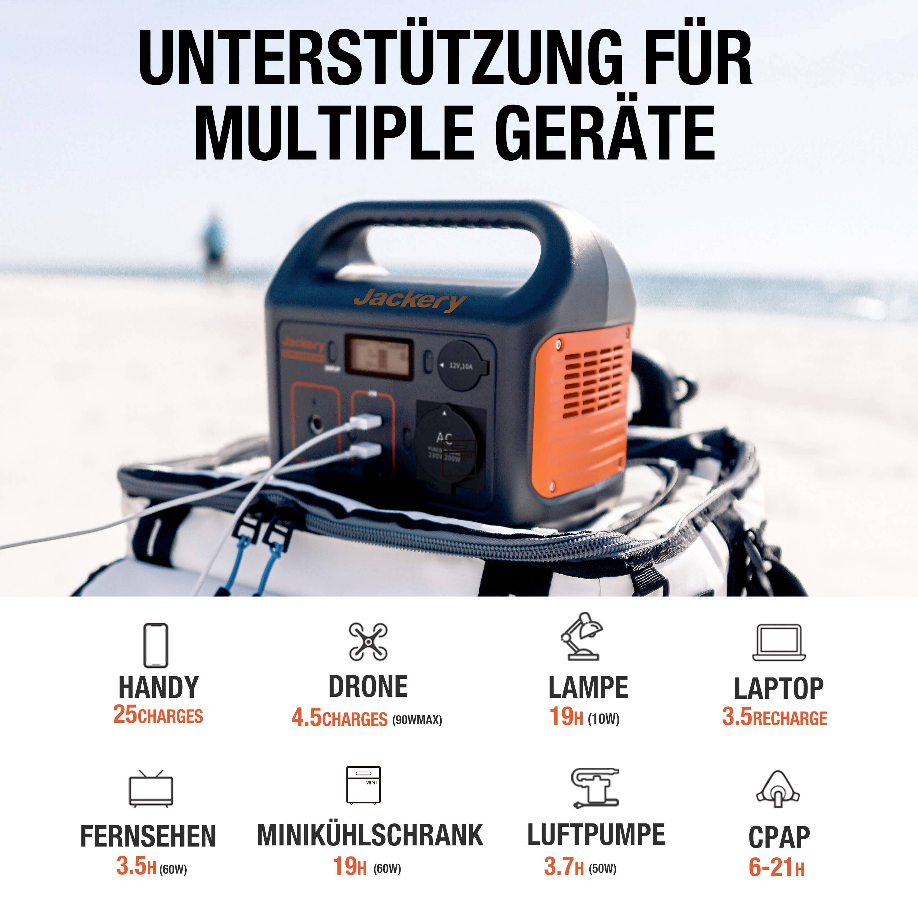 Jackery Explorer 240 Powerstation Li-Ion Schwarz, Orange mit Laderegler