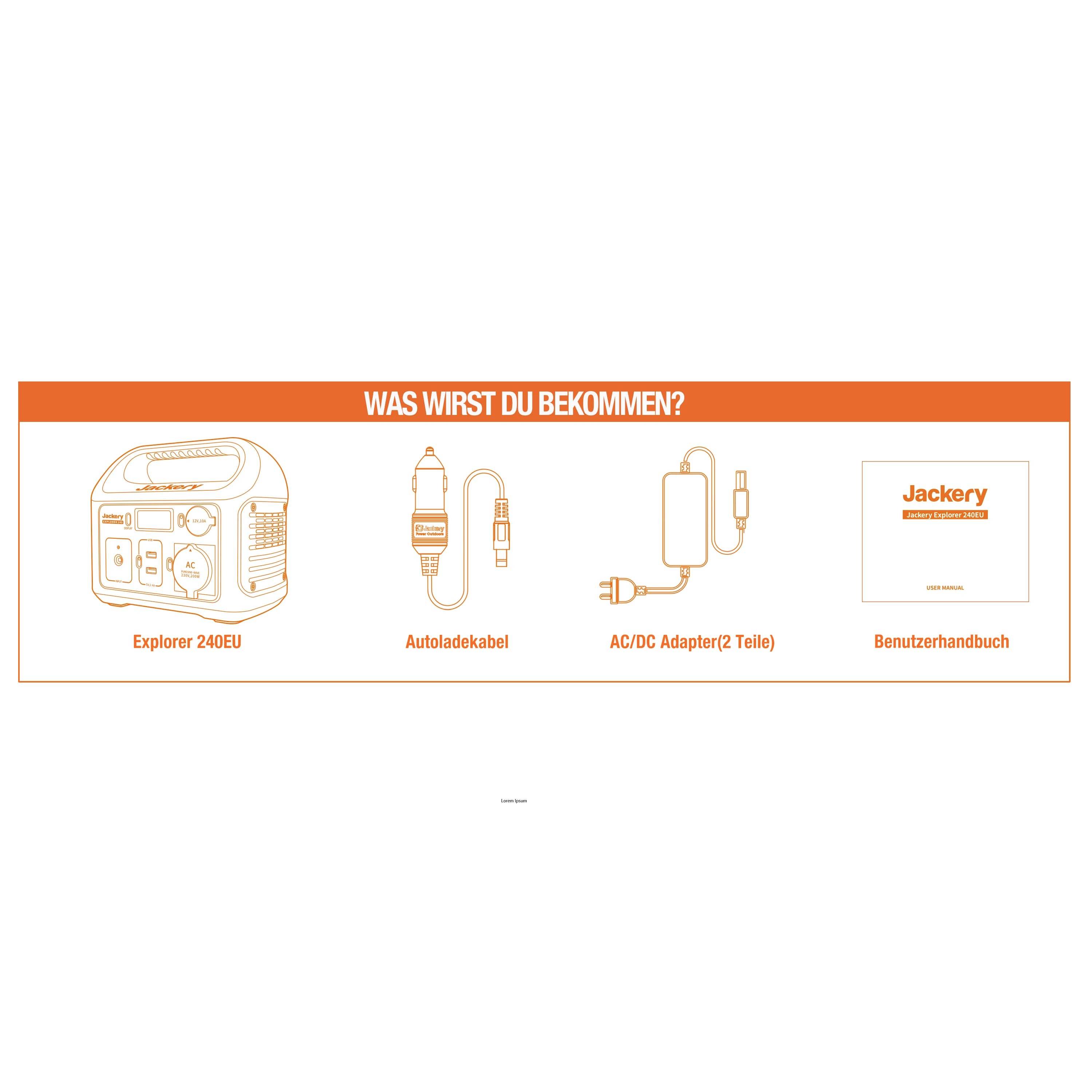 Jackery Explorer 240 Powerstation Li-Ion Schwarz, Orange mit Laderegler
