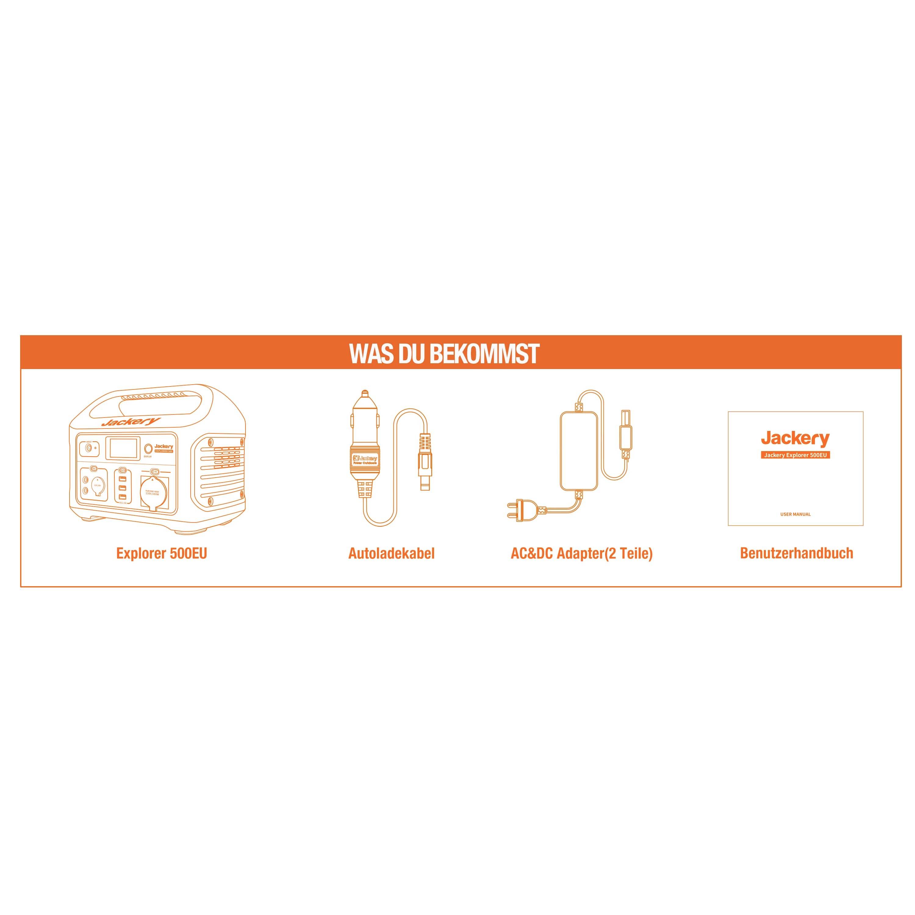 Jackery Explorer 500 Powerstation Li-Ion Schwarz, Orange mit Laderegler