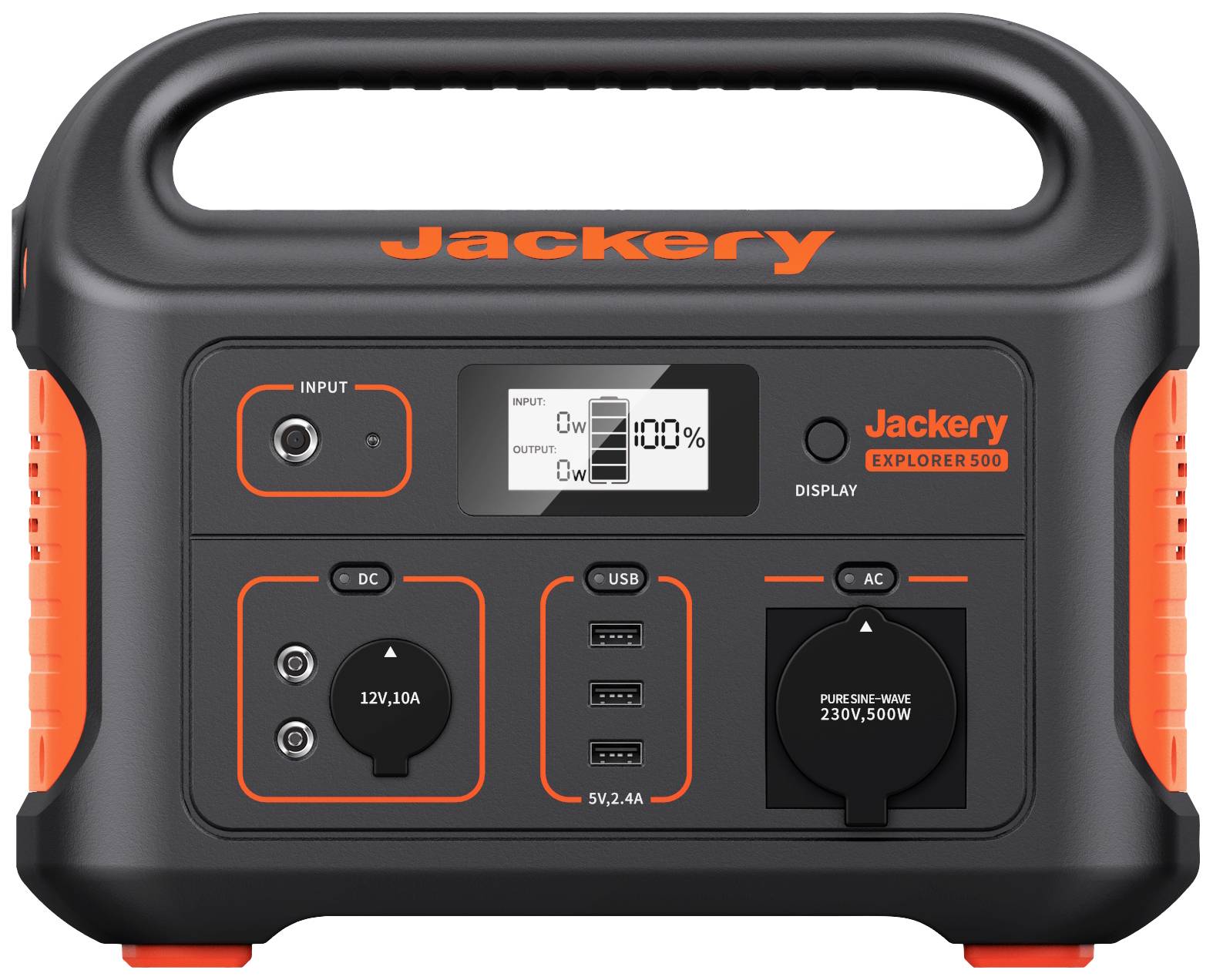 Jackery Explorer 500 Powerstation Li-Ion Schwarz, Orange mit Laderegler
