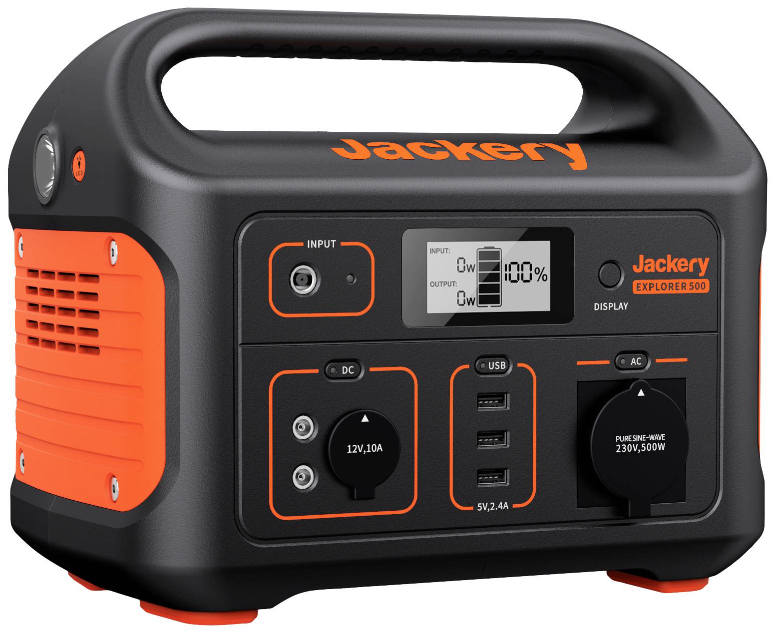 Jackery Explorer 500 Powerstation Li-Ion Schwarz, Orange mit Laderegler