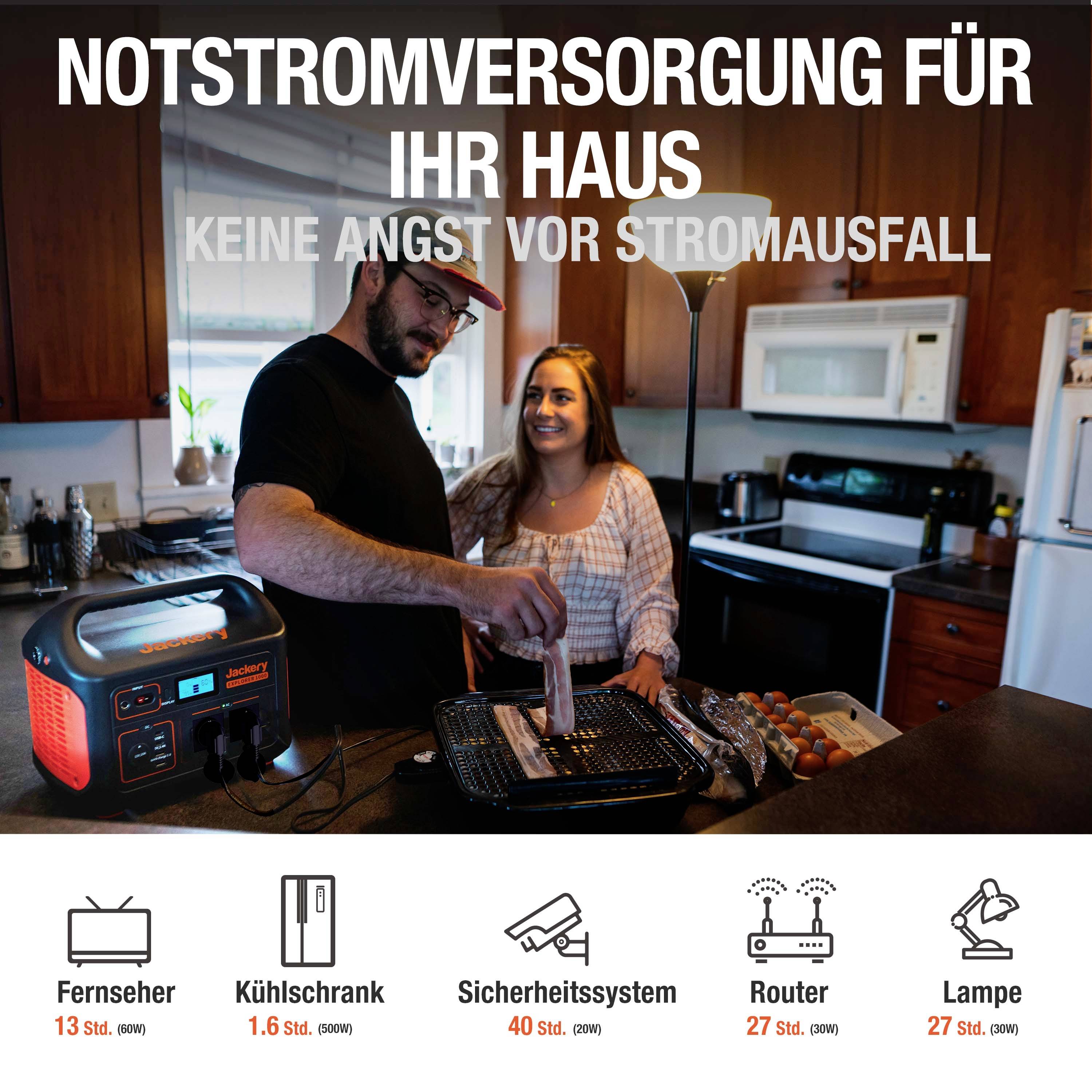 Jackery Explorer 1000 Powerstation Li-Ion Schwarz, Orange mit Laderegler