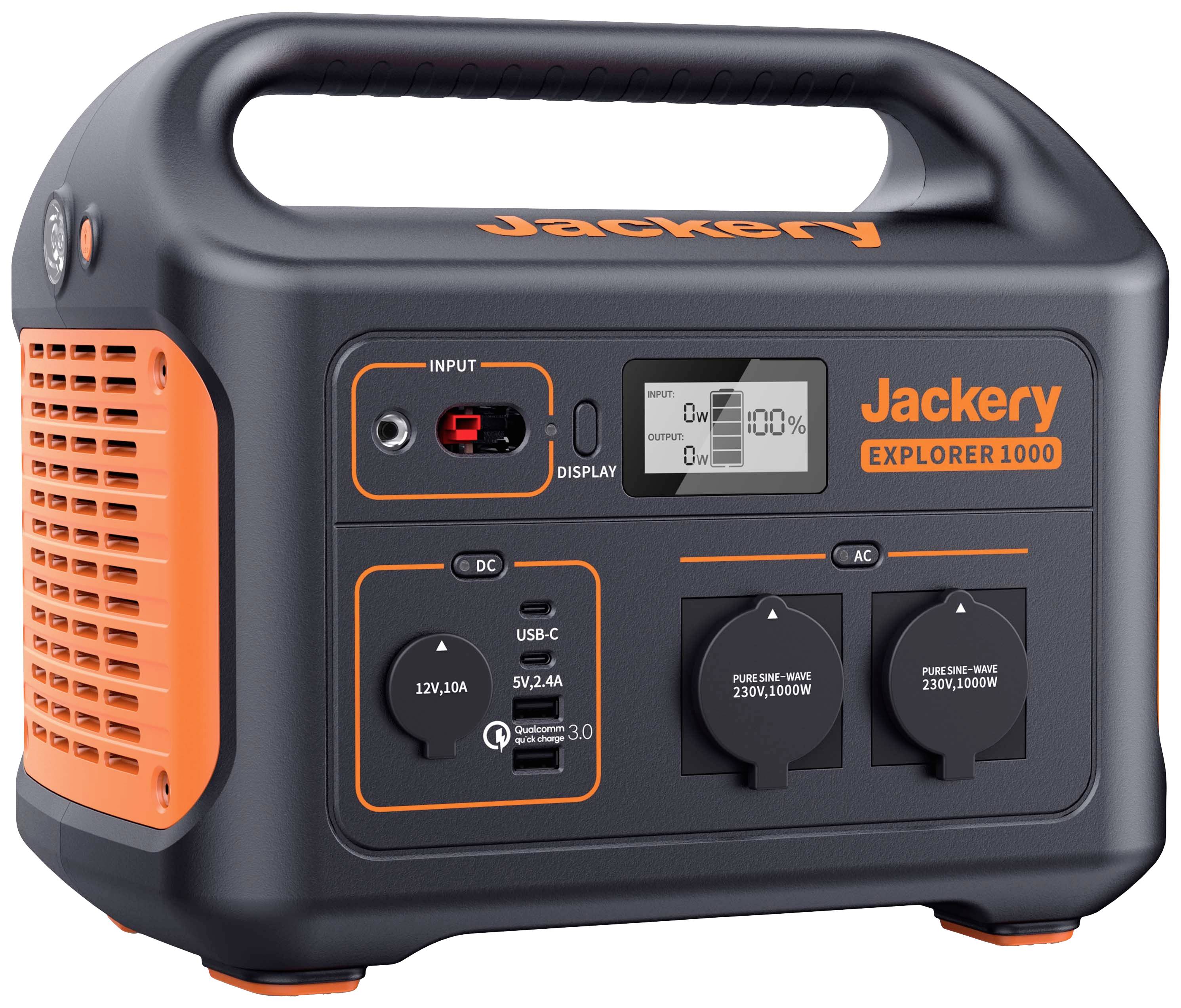 Jackery Explorer 1000 Powerstation Li-Ion Schwarz, Orange mit Laderegler