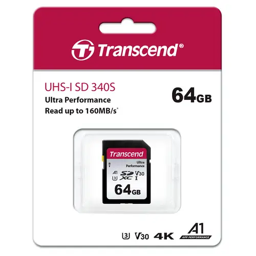 Transcend TS64GSDC340S SDXC-Karte 64 GB A1 Application Performance Class, v30 Video Speed Class, UH Transcend TS64GSDC340S SDXC-Karte 64 GB A1 Application Performance Class, v30 Video Speed Class, UH