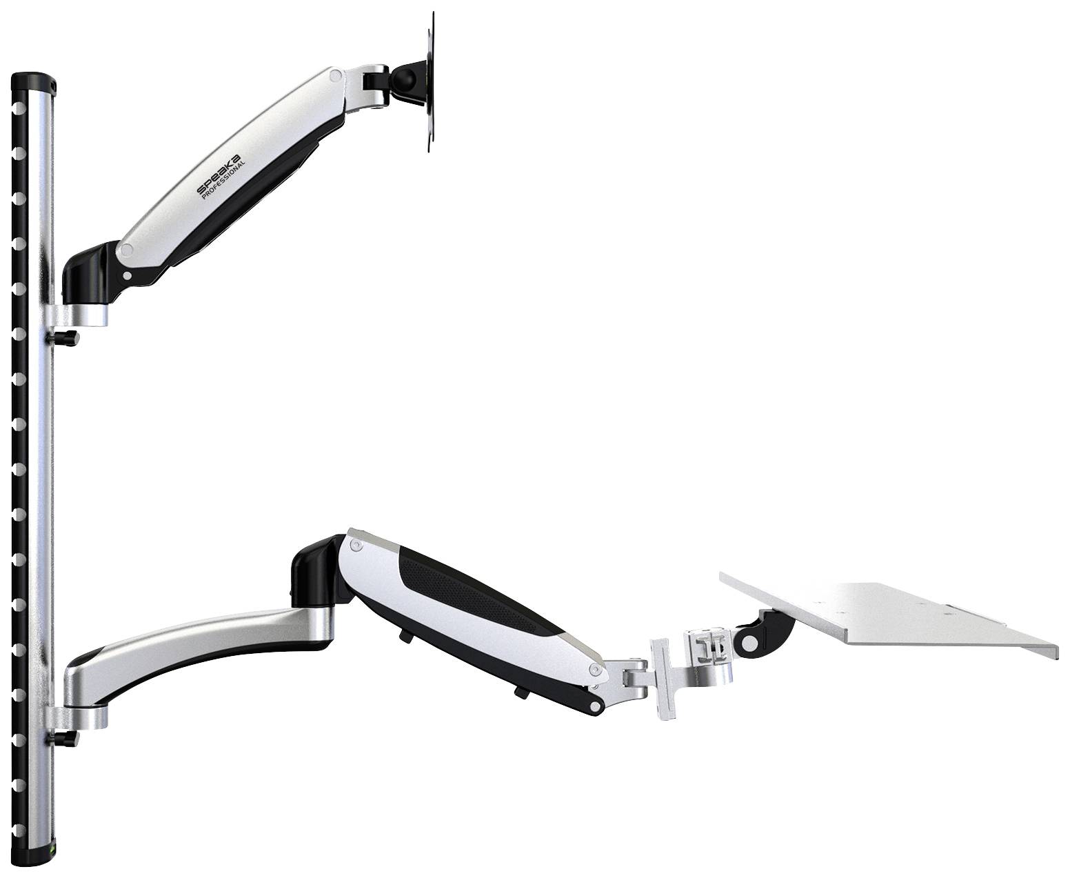 SpeaKa Professional SP-MM-730 1fach Monitor-Wandhalterung 43,2cm (17") - 68,6cm (27") Schwarz/Silber Höhenverstellbar