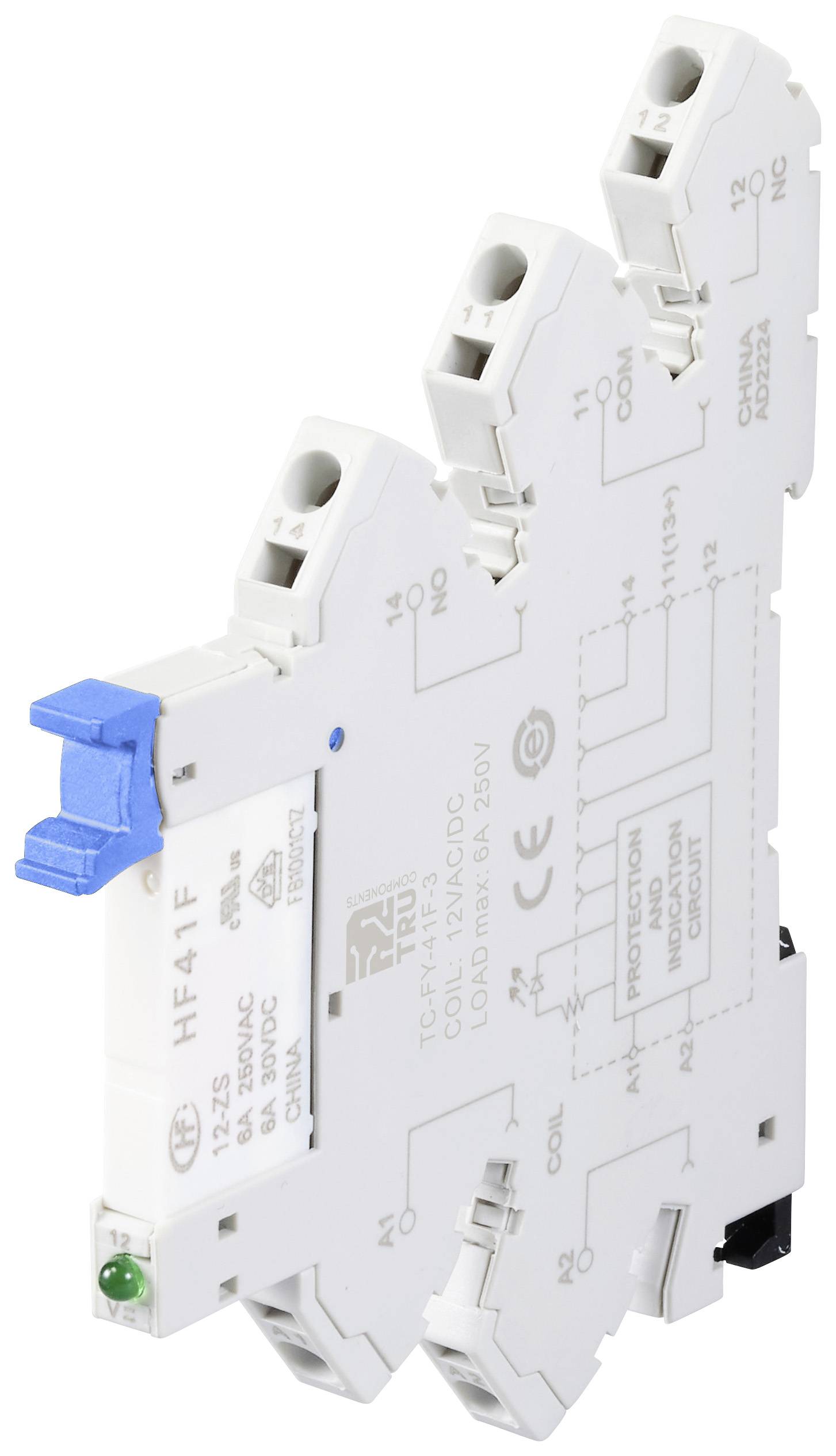 TRU COMPONENTS TC-FY-41F-3 12V Industrierelais Nennspannung: 12 V/DC, 12 V/AC Schaltstrom (max.): 6A 1 Öffner, 1 Schließer 1St.