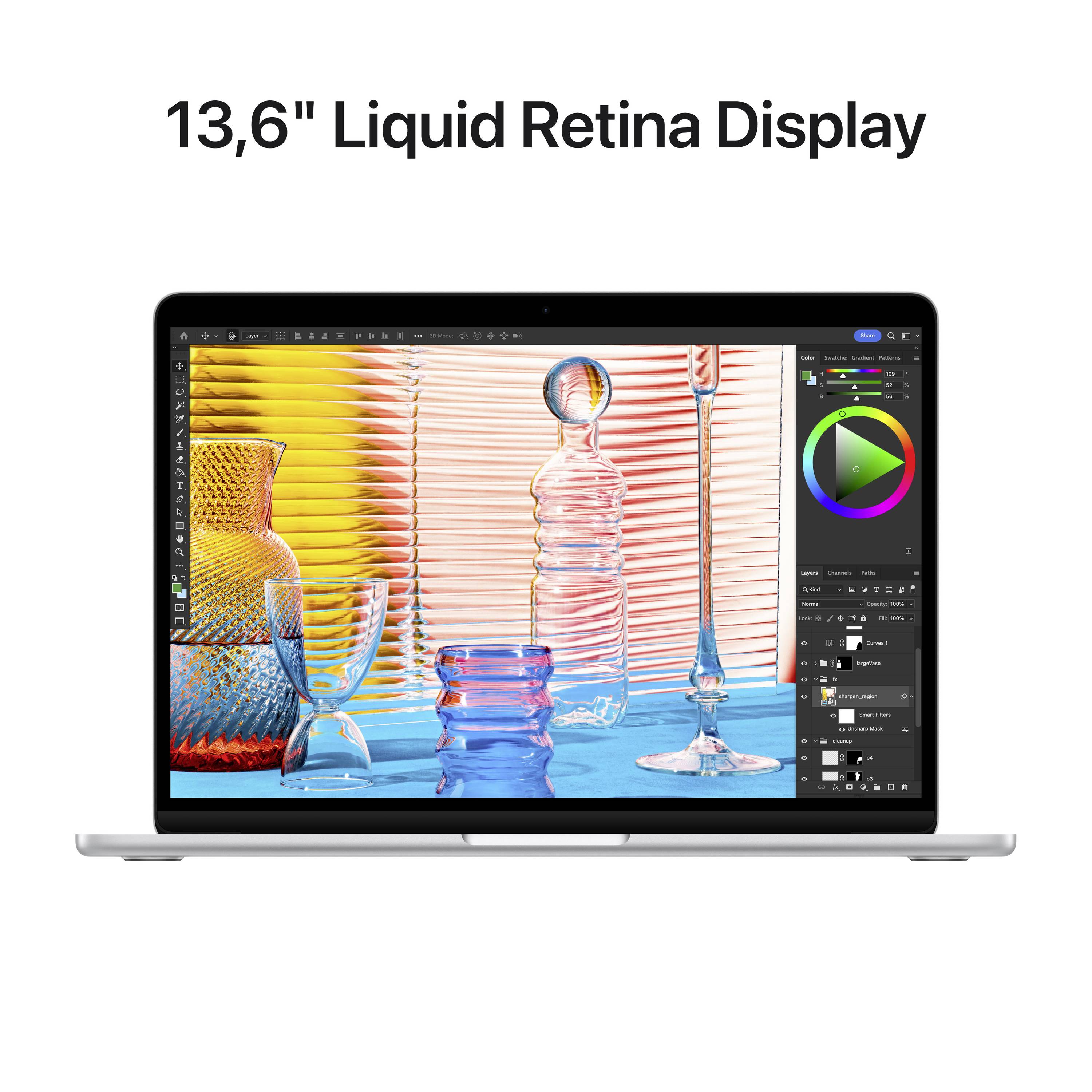 Apple MacBook Air 13 (M2, 2022) 34.5 cm (13.6 Zoll) CTO 16 GB RAM 256 GB SSD 8‑Core CPU 8-Core GPU Silber Z15W_5216_DE_CTO