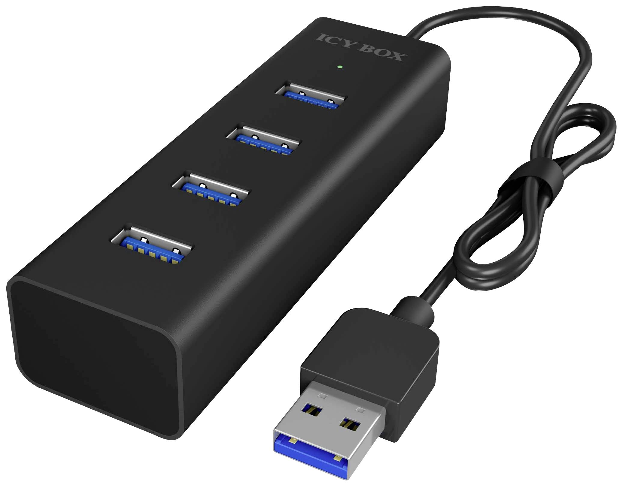 ICY BOX 60255 USB-Hub USB-A (USB 3.0) Schwarz IB-HUB1409-U3