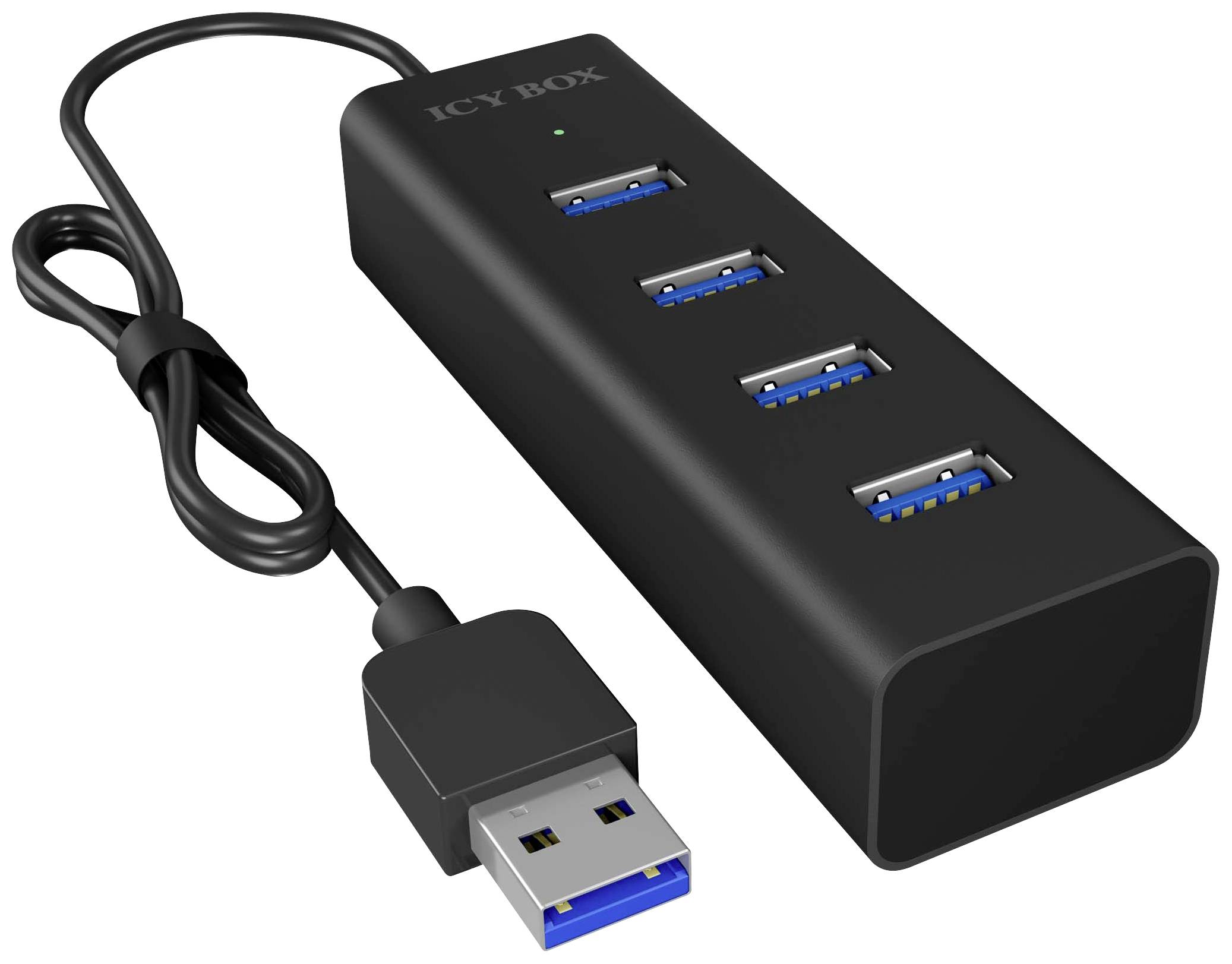 ICY BOX 60255 USB-Hub USB-A (USB 3.0) Schwarz IB-HUB1409-U3