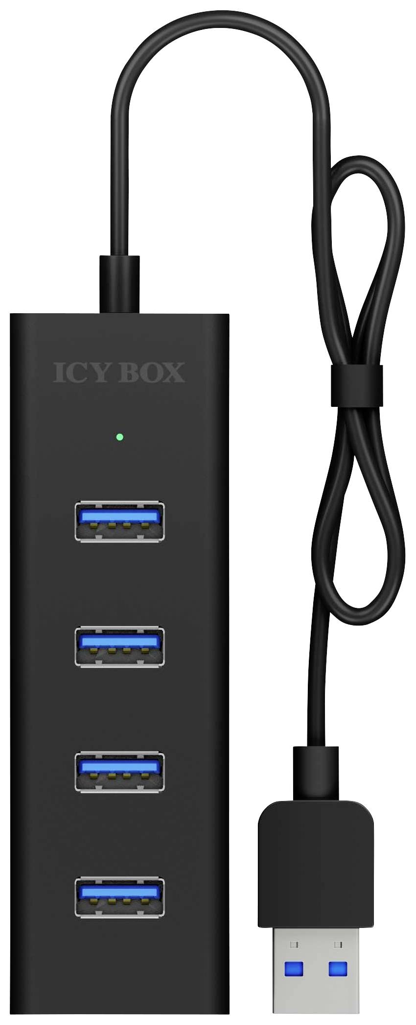 ICY BOX 60255 USB-Hub USB-A (USB 3.0) Schwarz IB-HUB1409-U3