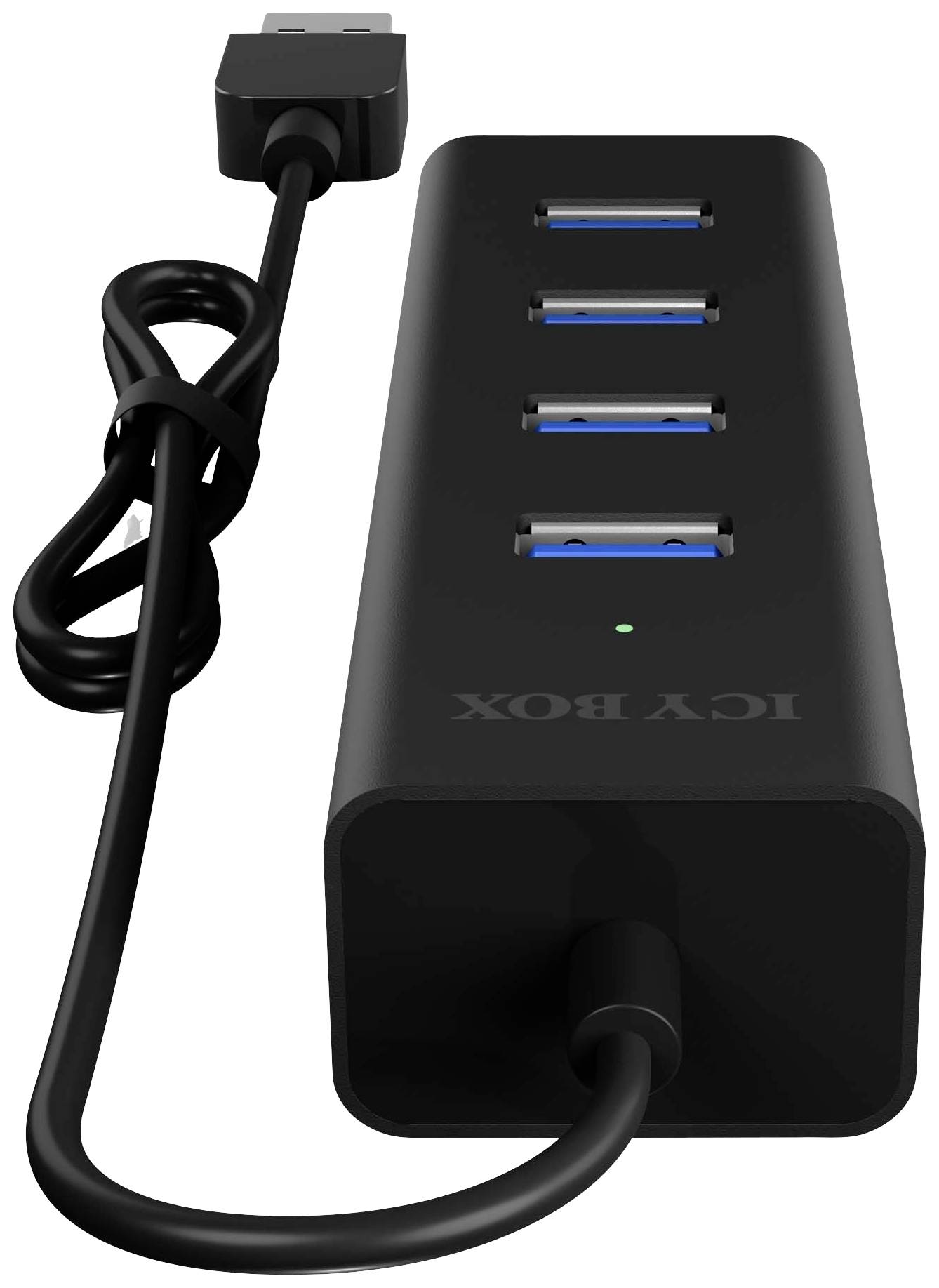 ICY BOX 60255 USB-Hub USB-A (USB 3.0) Schwarz IB-HUB1409-U3
