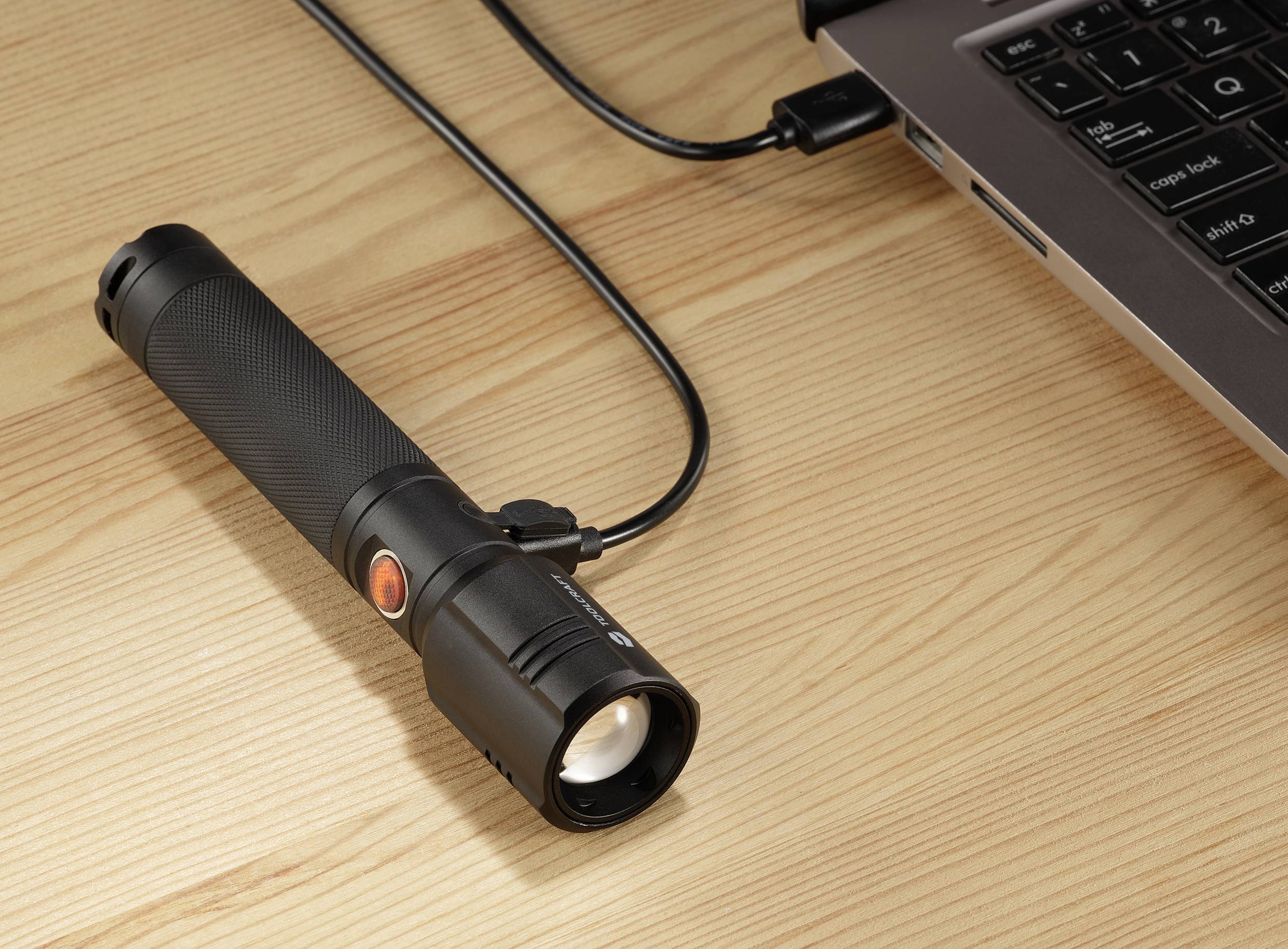 TOOLCRAFT SMD LED Taschenlampe verstellbar, mit USB-Schnittstelle, mit Stroboskopmodus akkubetrieben 1000lm 35h 194g
