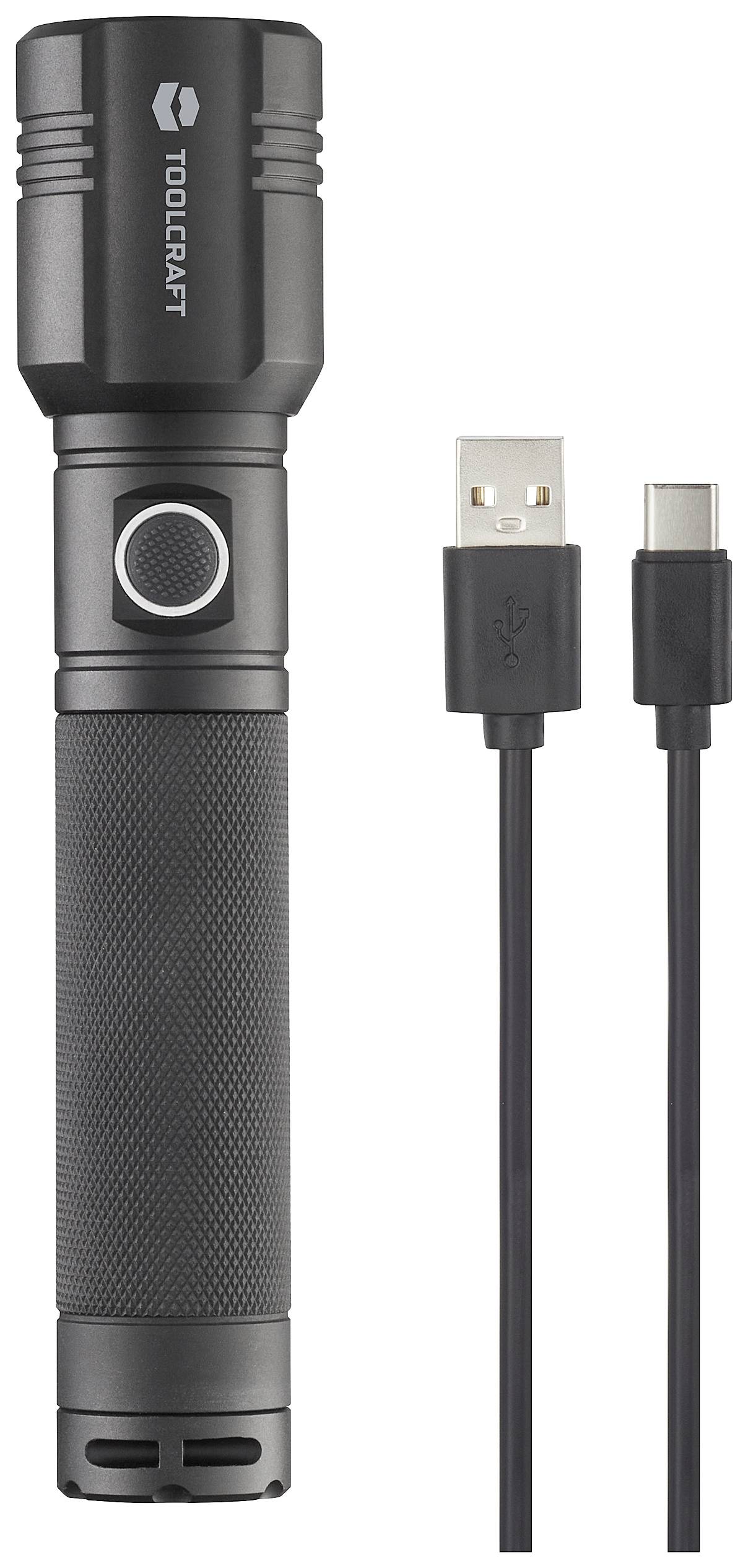 TOOLCRAFT SMD LED Taschenlampe verstellbar, mit USB-Schnittstelle, mit Stroboskopmodus akkubetrieben 1000lm 35h 194g