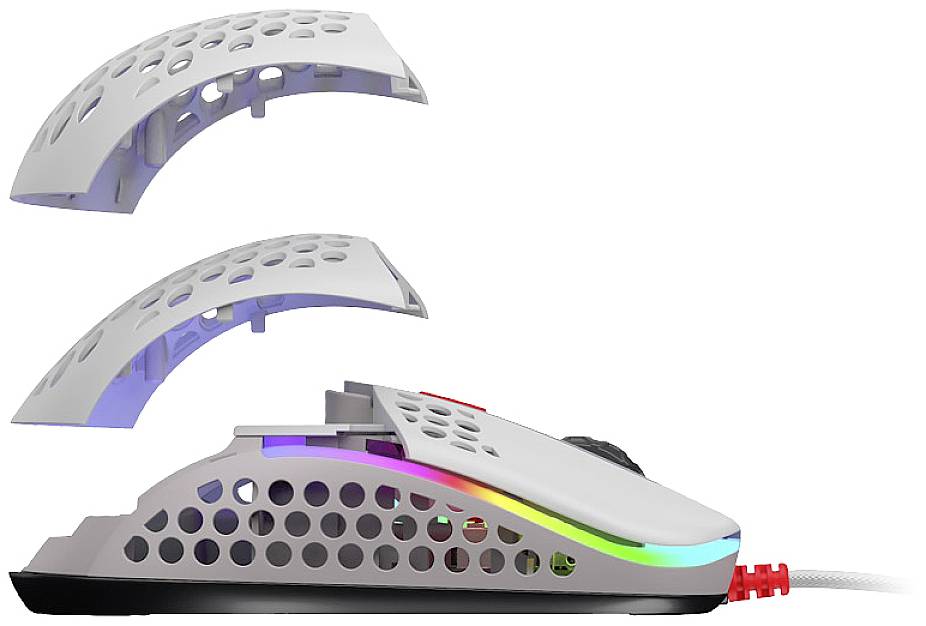 Xtrfy M42 RGB Maus, Gaming-Maus Kabelgebunden Optisch Grau 6 Tasten Beleuchtet