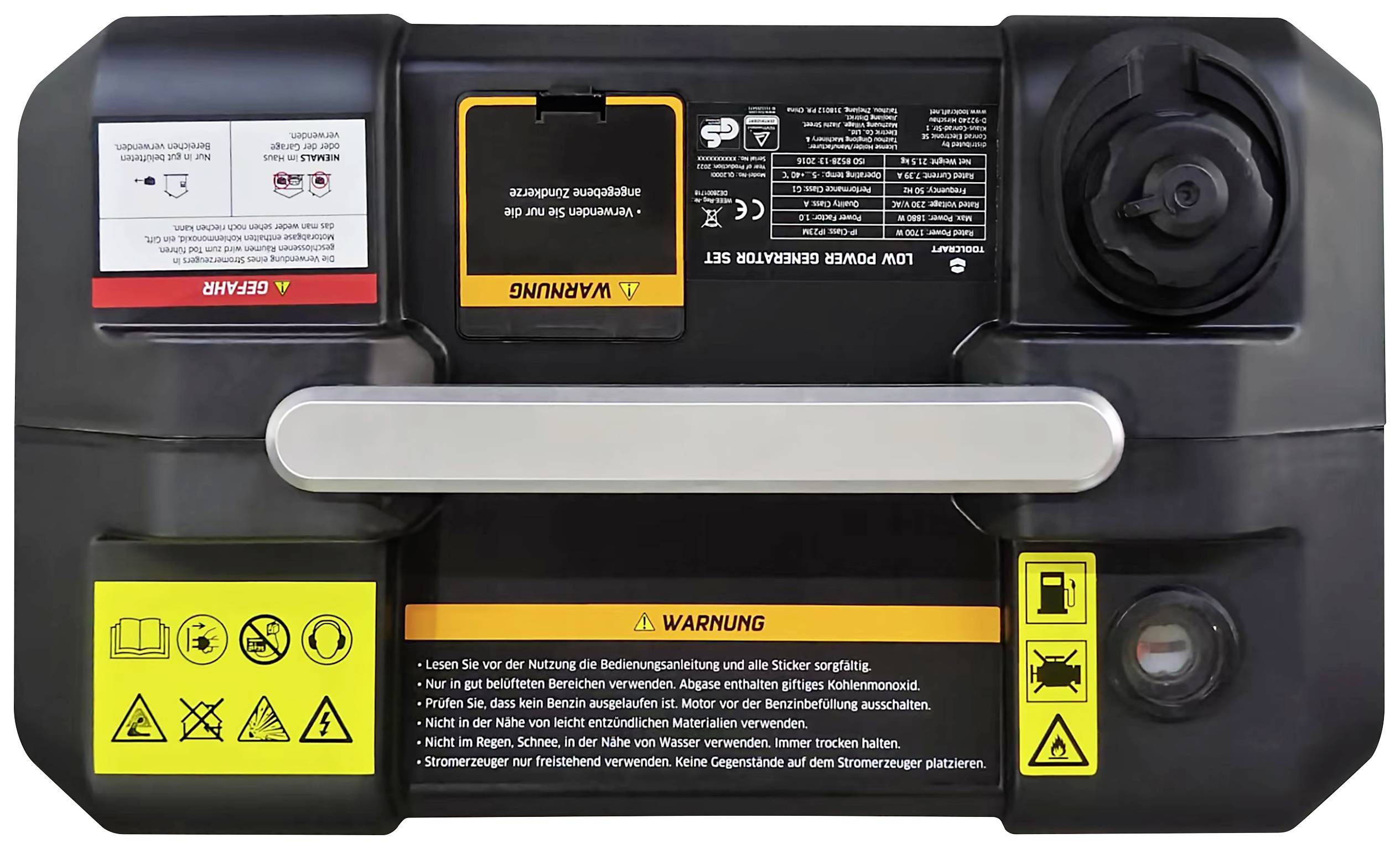 TOOLCRAFT 4-Takt Inverter-Stromerzeuger 230 V/AC, 12 V/DC 21.5kg 1700W