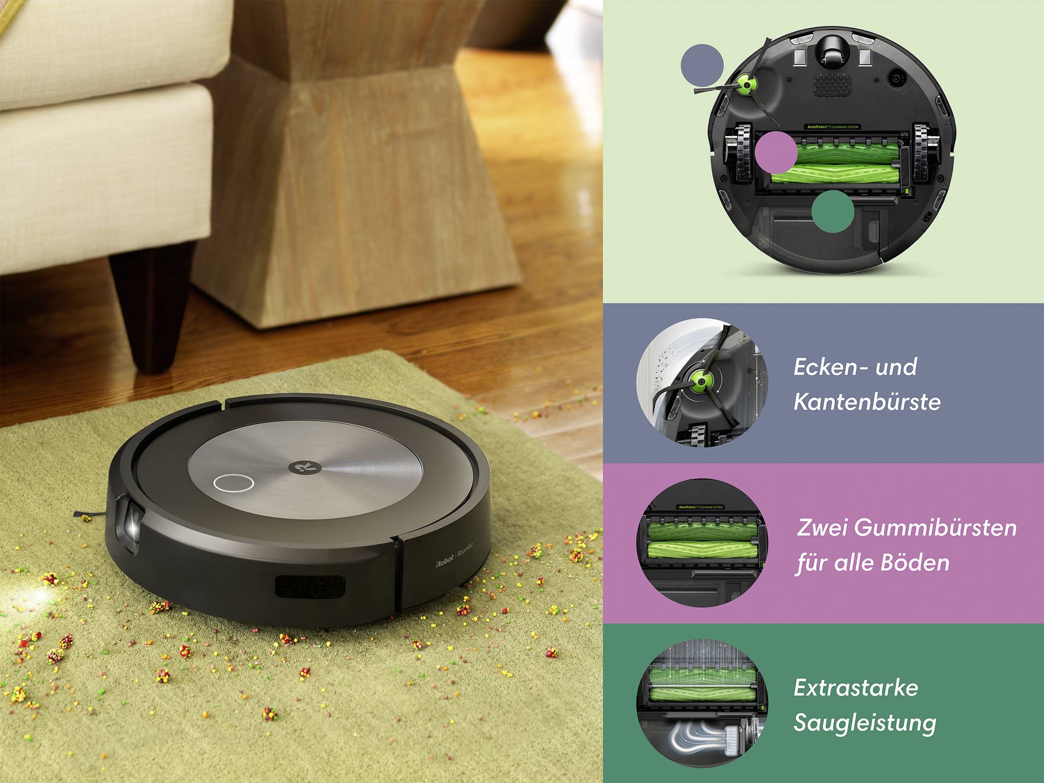 IRobot Roomba J7158 Saugroboter Grau, Schwarz App gesteuert
