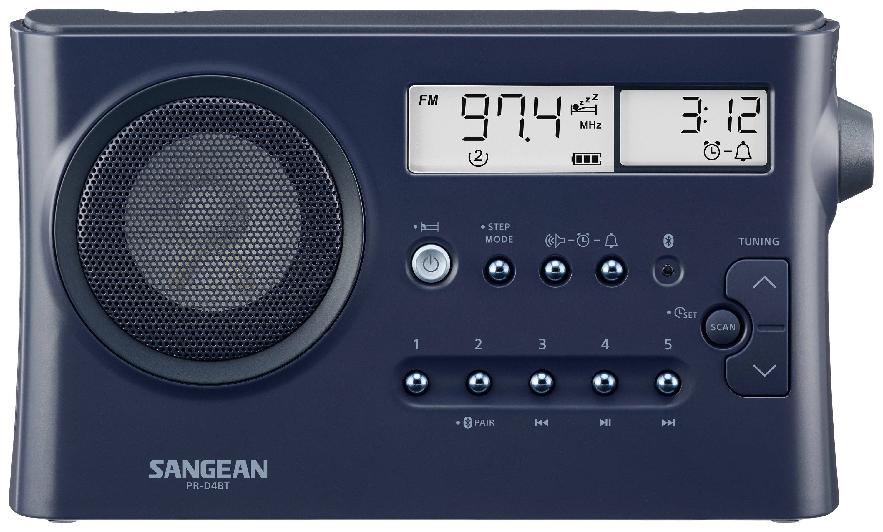 Sangean PR-D4BT Tischradio UKW, MW, AM, FM Bluetooth® Weckfunktion Dunkelblau